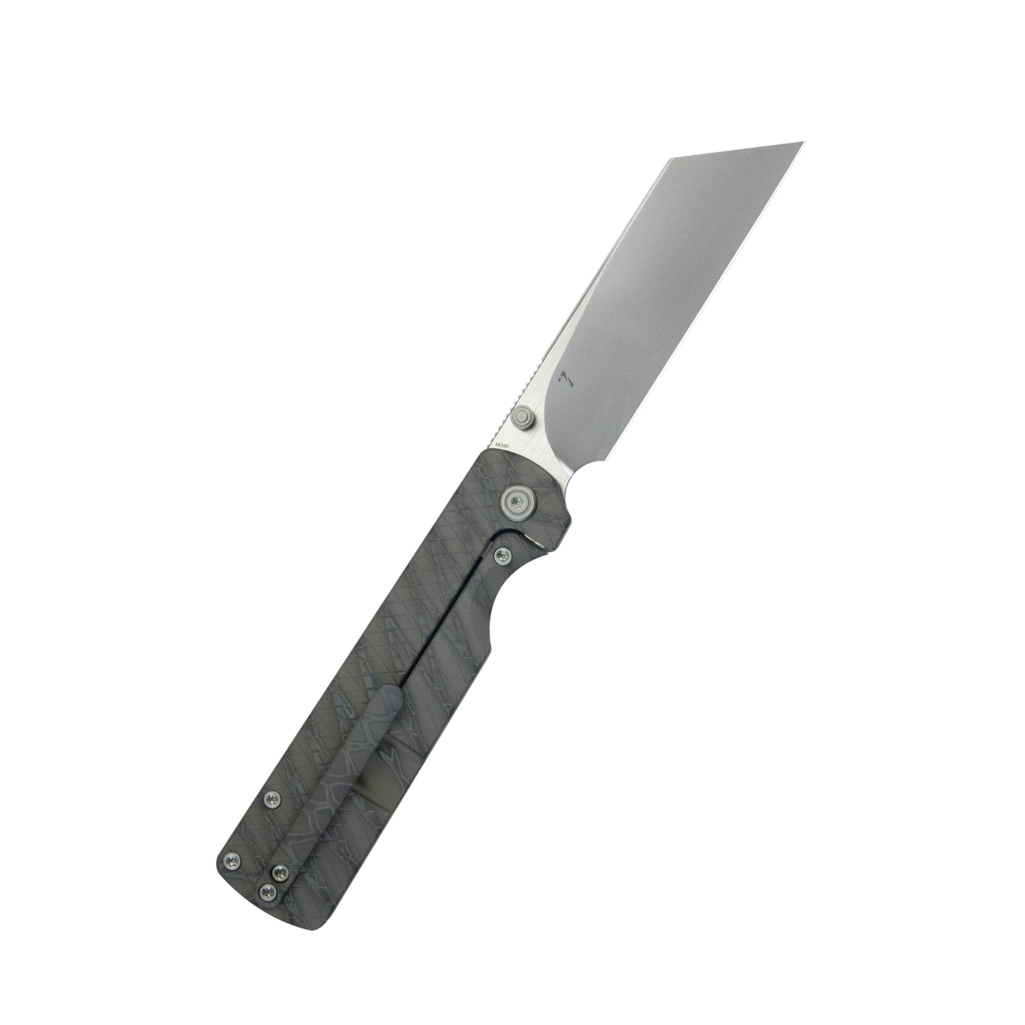 KB Get Some Frame Lock Folding Knife Flamed Titanium Handle 3.35" Satin & Silver Bead Blast M390 Blade KB445B