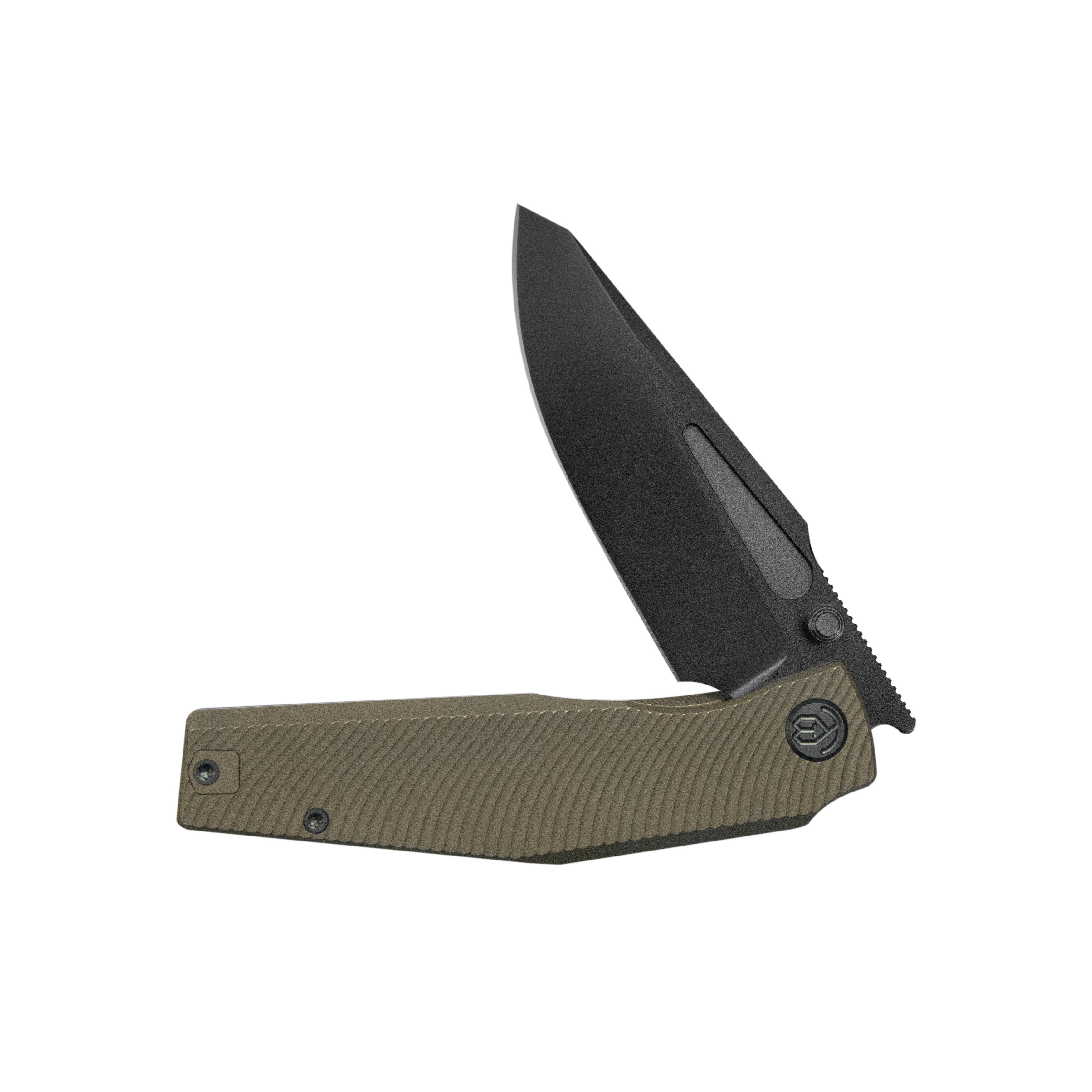 KB Illusion Folding Knife Bronze Ano Titanium Handle 3.46‘’ DLC & Satin & Stonewash Bohler M390 Blade KB443C