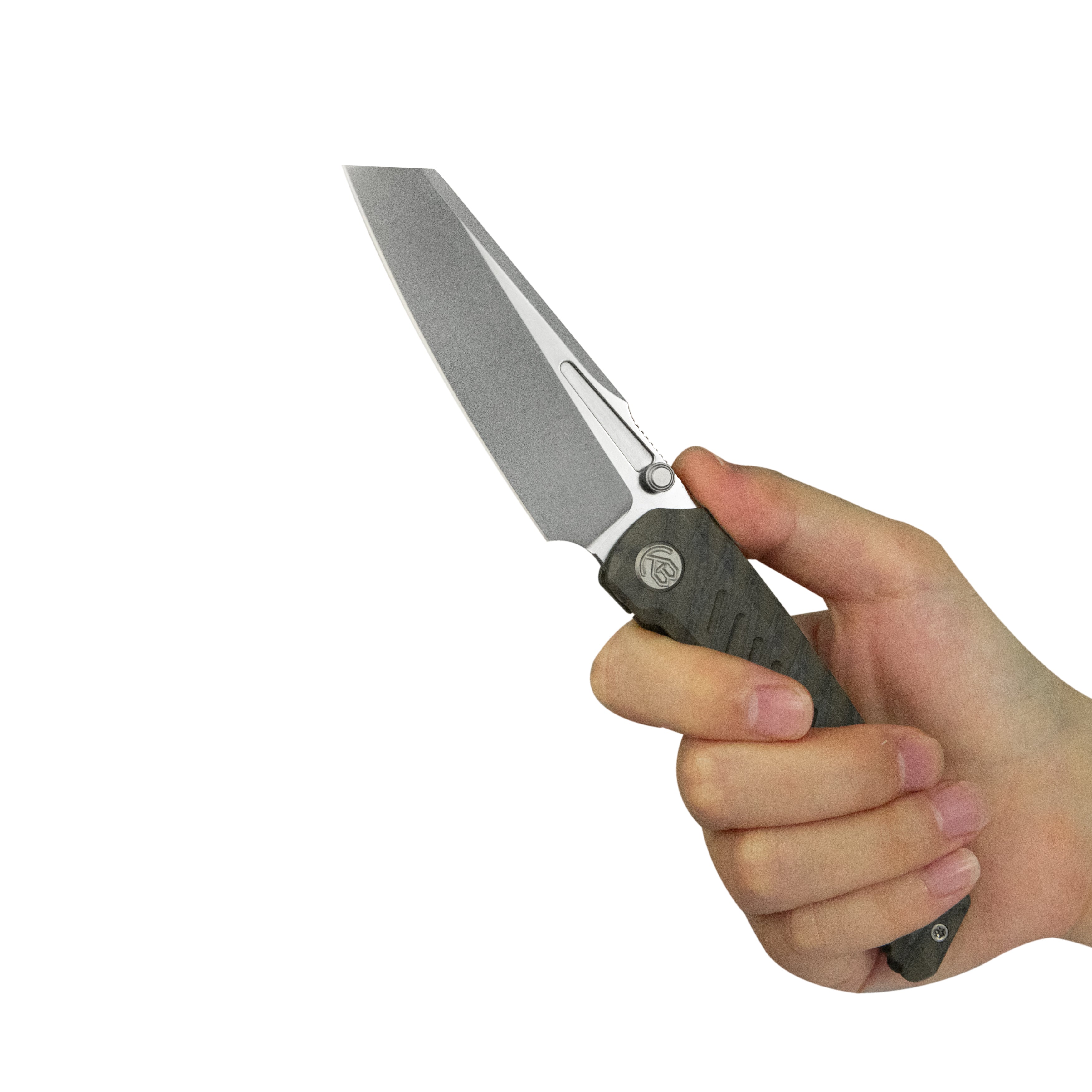 KB Insomnia Frame Locking Folding Knife Flamed Titanium Handle 3.46" Silver Bead Blast M390 Blade KB441B