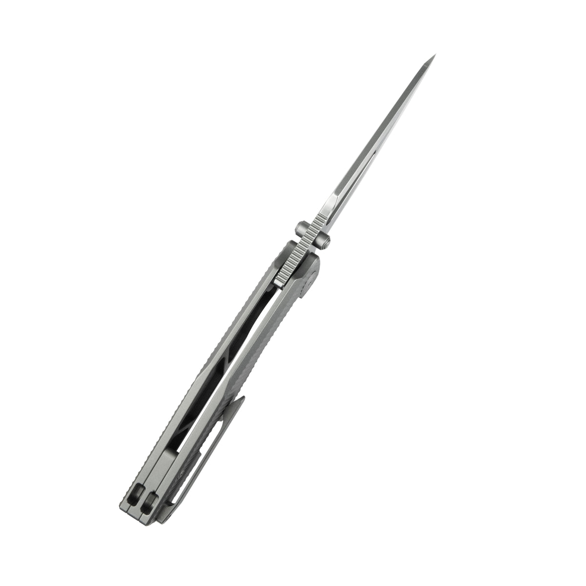 KB Illusion Folding Knife Grey Titanium Handle 3.46‘’ Silver Bead Blast Bohler M390 Blade KB443A