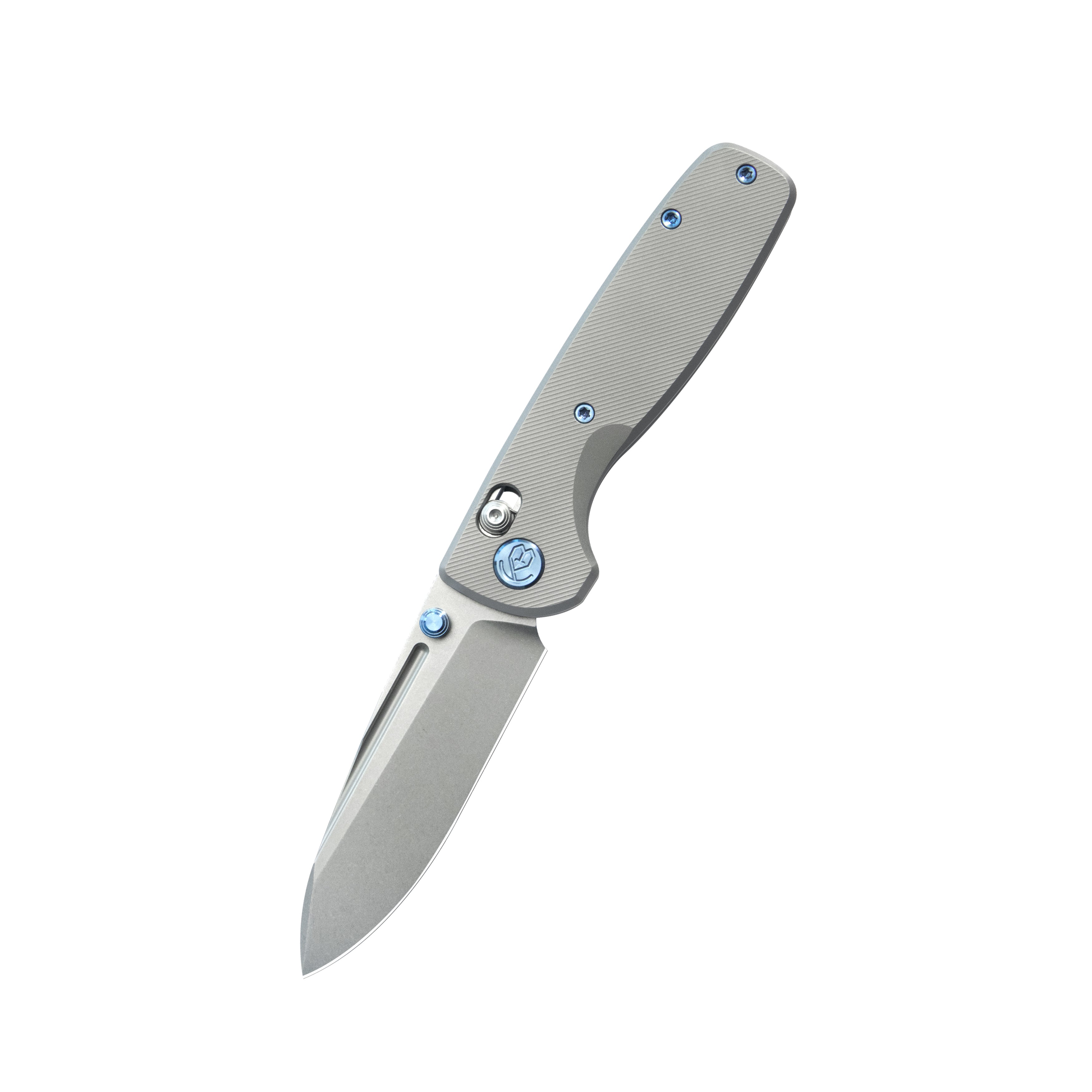 Bluff Axis lock Folding Knife Raw Titanium 3.19" Sandblast KB383C