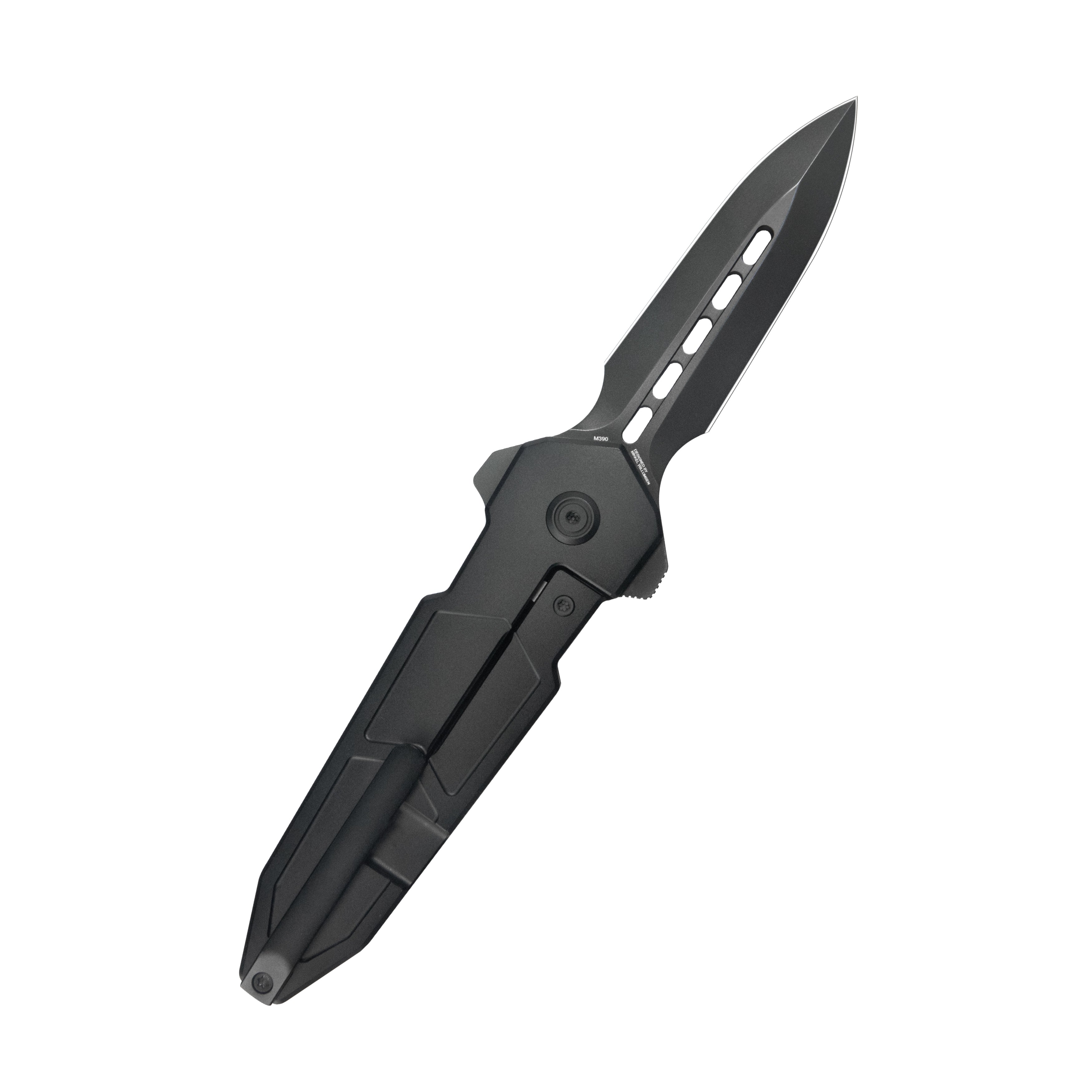 KB Urban Dagger Double Edge Folding Knife Black PVD Titanium Handle 3.19'' Regular DLC M390 Blade KB416C