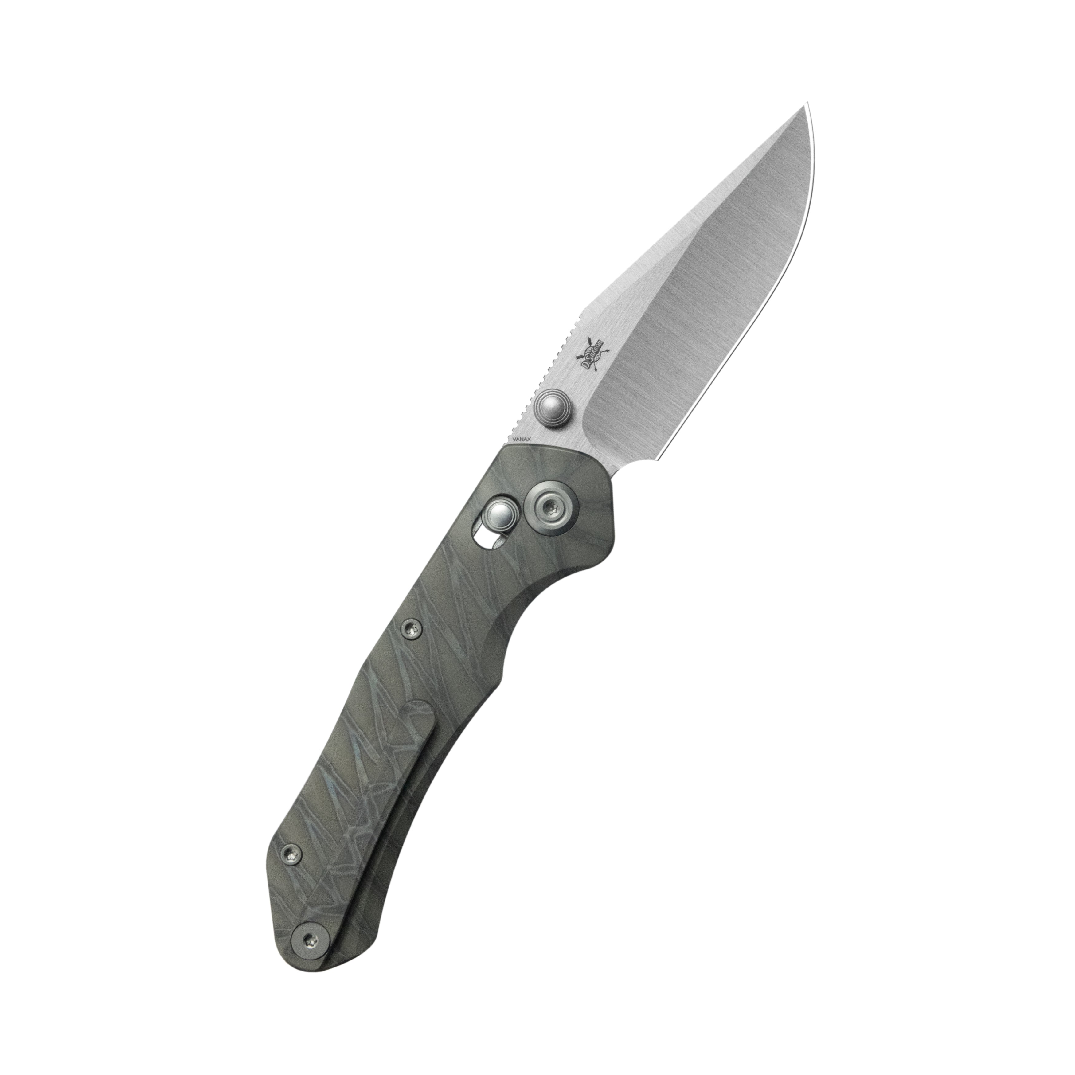 KB Coronado Folding Knife Flame Titanium Handle 3.46" Belt Satin Vanax Blade KB466B