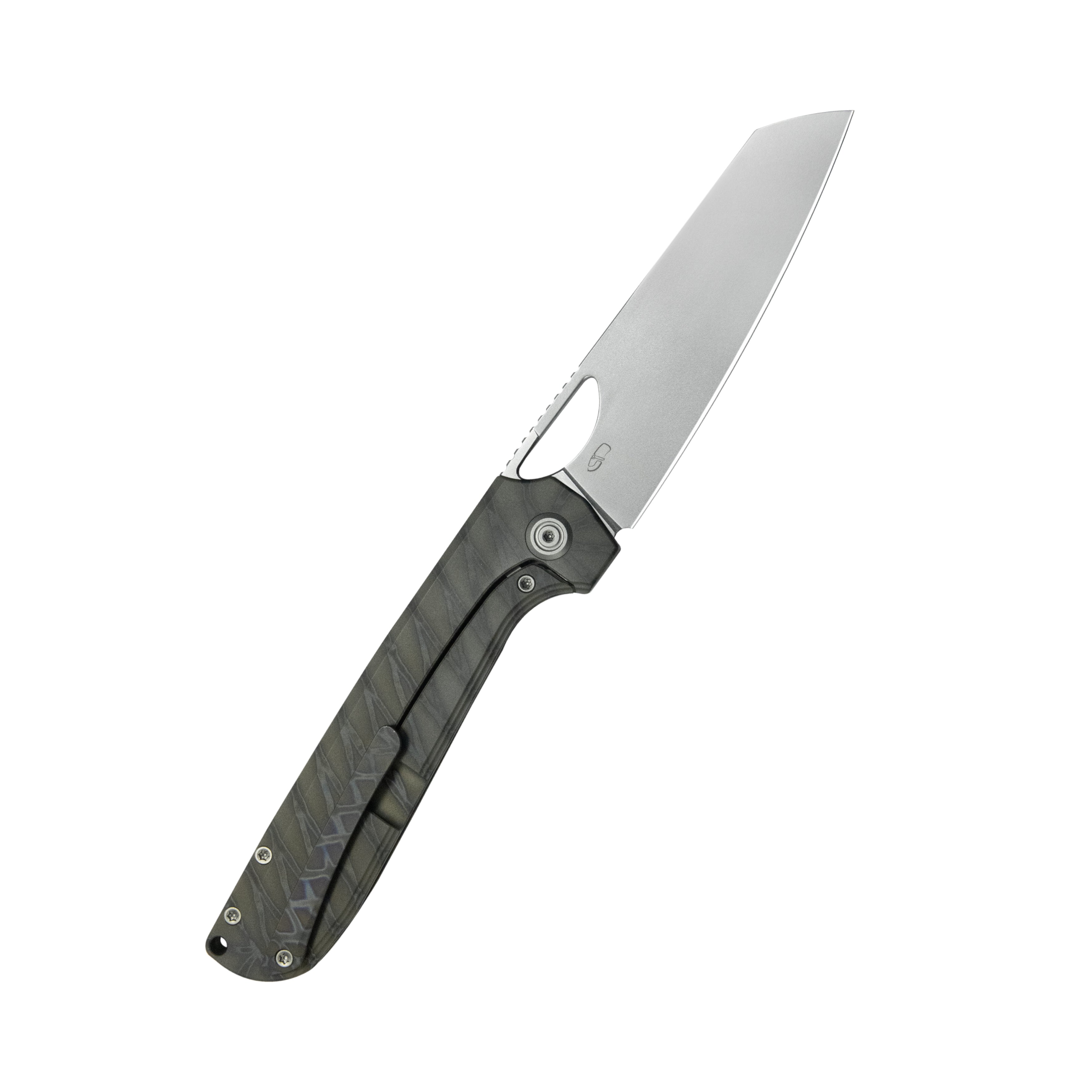 KB Elang Frame Lock Folding Knife Flamed Titanium Handle 3.86" Silver Bead Blast S35VN Blade KB339B
