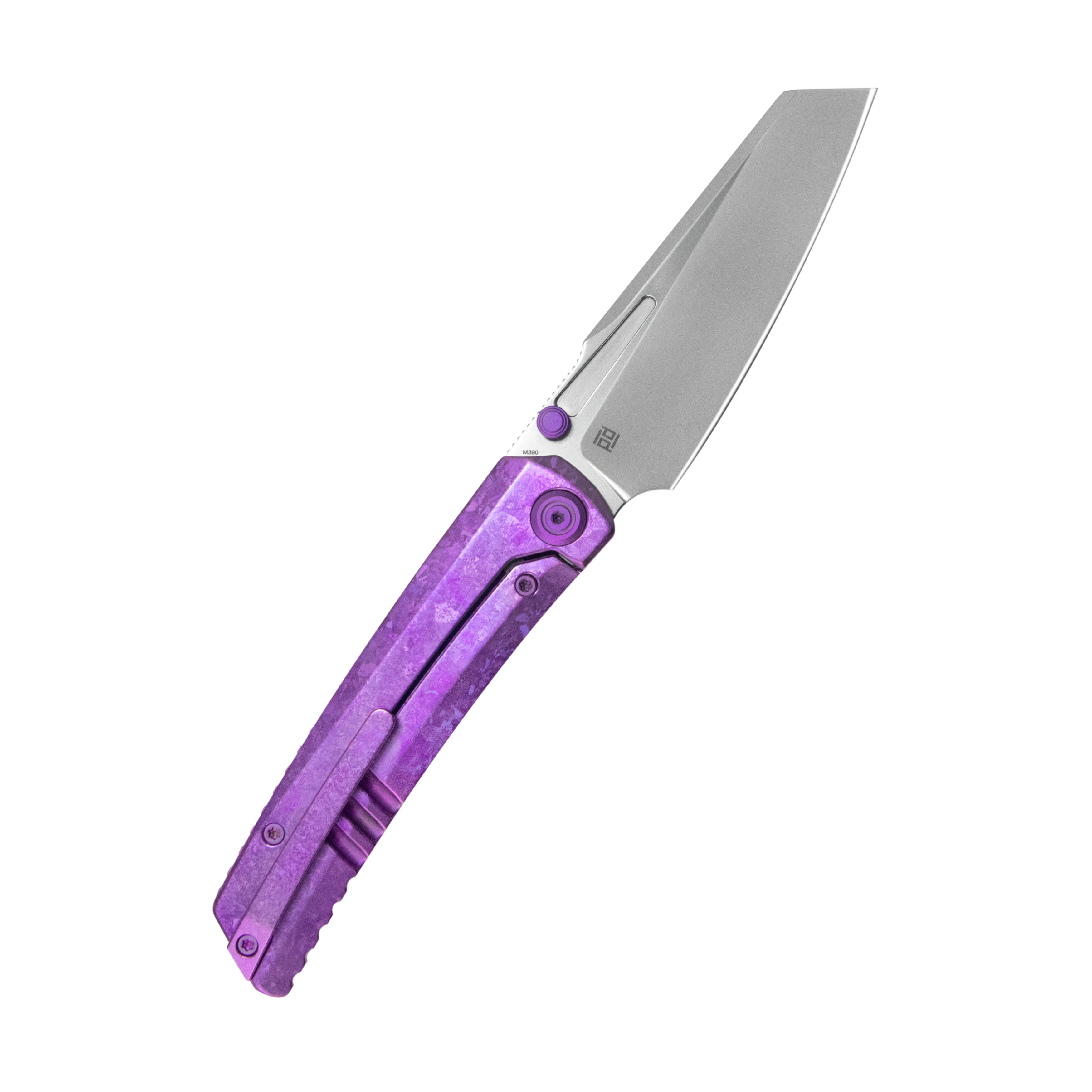 KB Insomnia Frame Locking Folding Knife Purple Crystallized Titanium Handle 3.46" Silver Bead Blast M390 Blade KB441D
