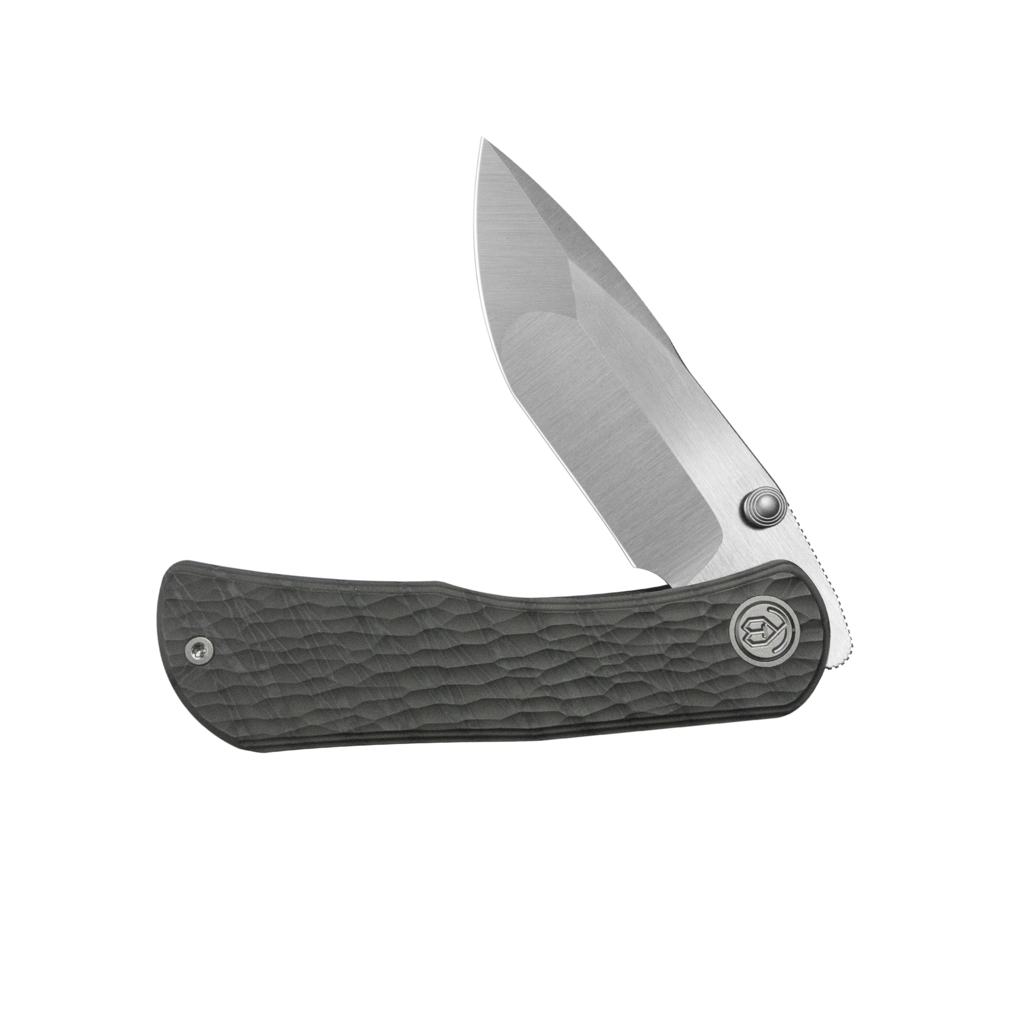 KB Folklore Folding Knife Flame Titanium w/ Jigged Pattern Milling Handle 3.42'' Belt Satin M390 Blade KB444B