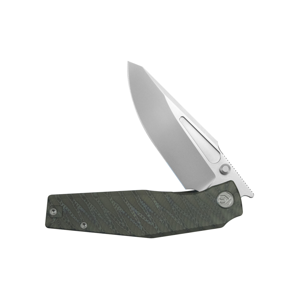KB Illusion Folding Knife Flame Titanium Handle 3.46‘’ Silver Bead Blast Bohler M390 Blade KB443B