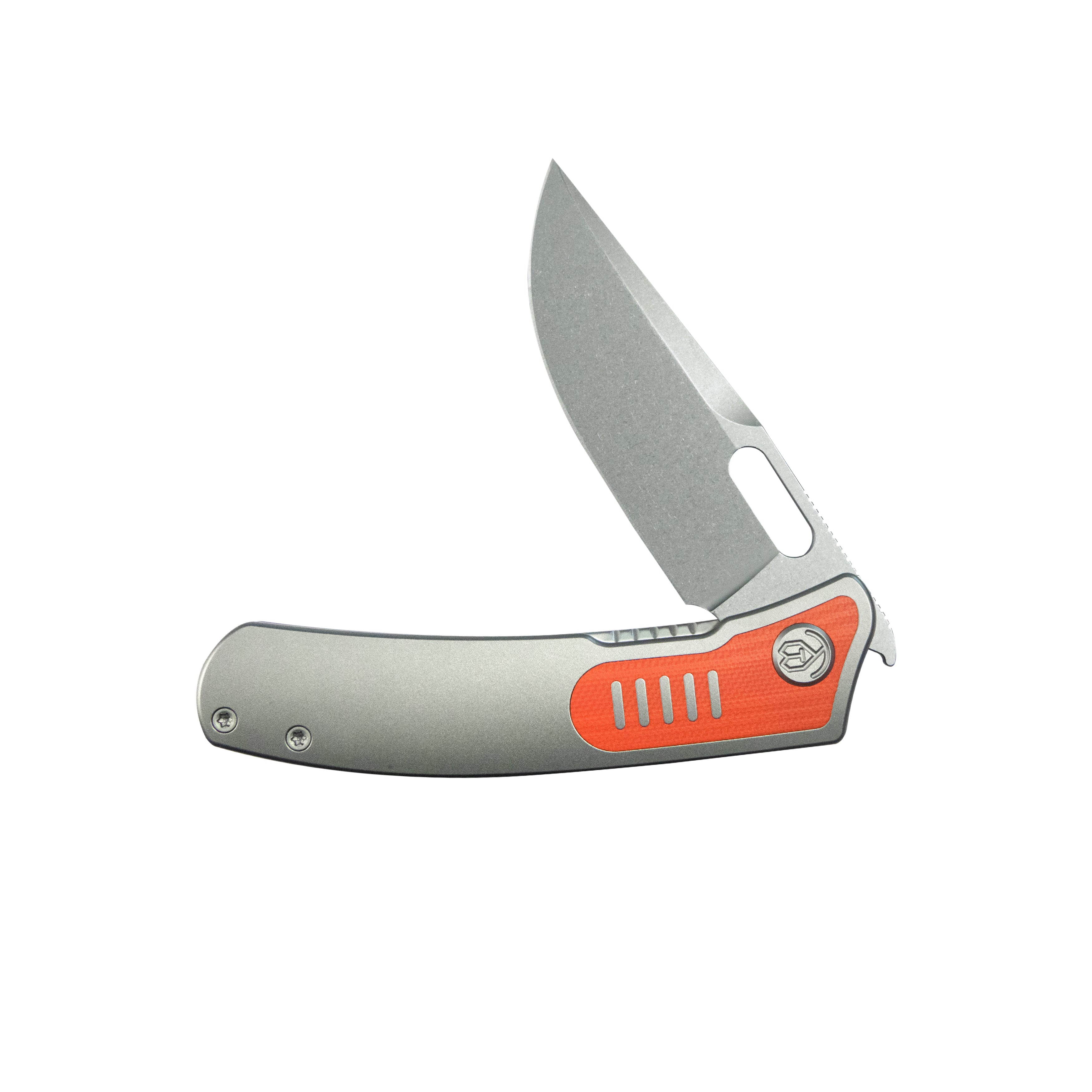 Common Thread Liner Lock Folding Knife Gray Ti w/ Orange G10 Inlays 3.35'' M390 Blade KB377A