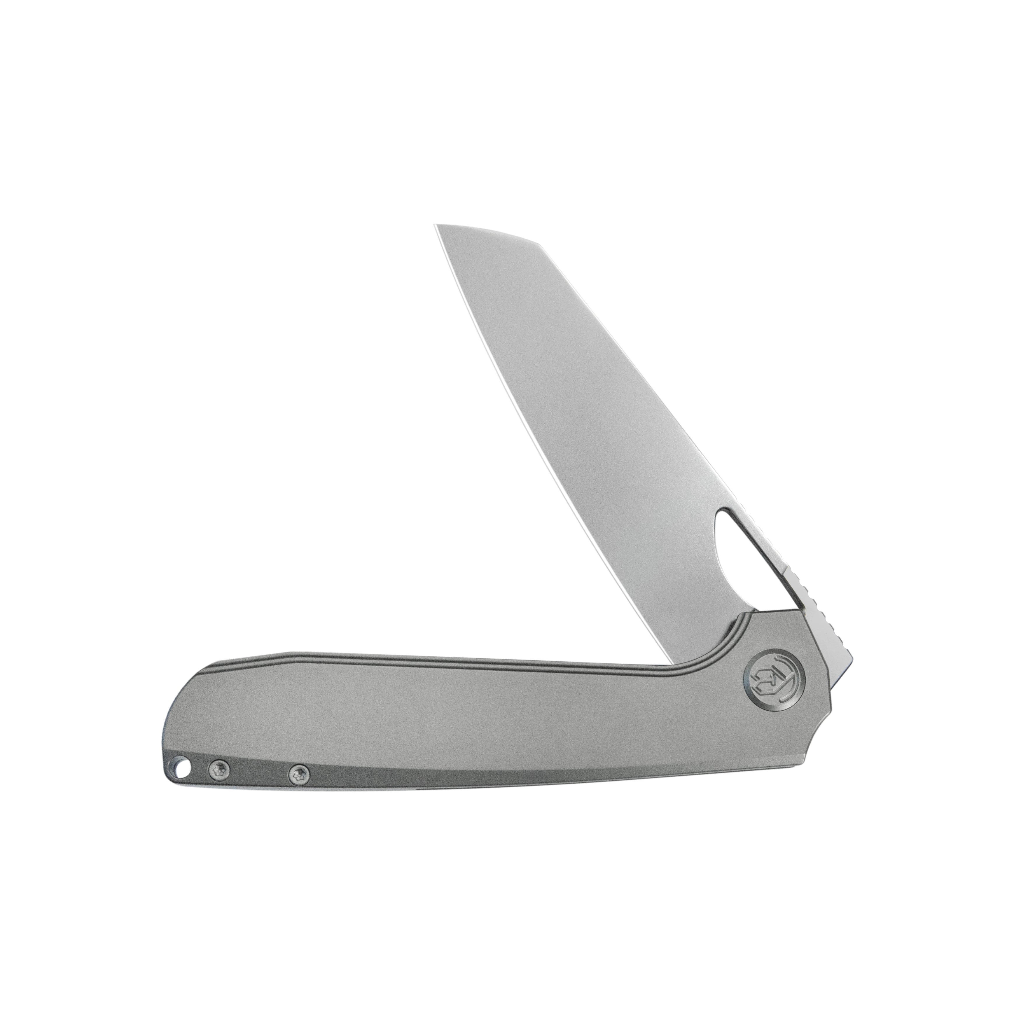KB Elang Frame Lock Folding Knife Silver Sandblast Titanium Handle 3.86" Silver Bead Blast S35VN Blade KB339A