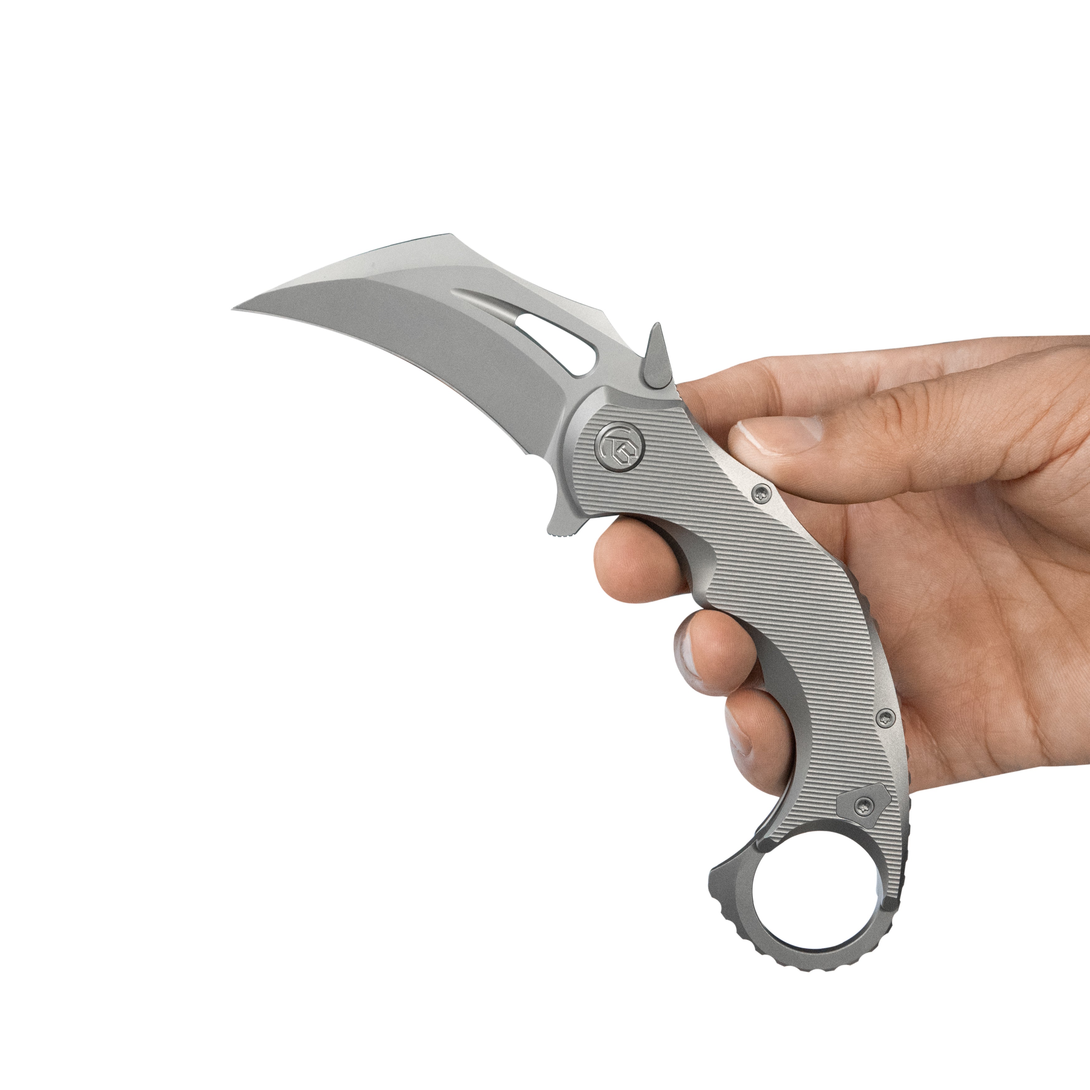 KB Wrath Frame Lock Karambit Ti Handle w/ Diagonal Milling 2.52'' Bead