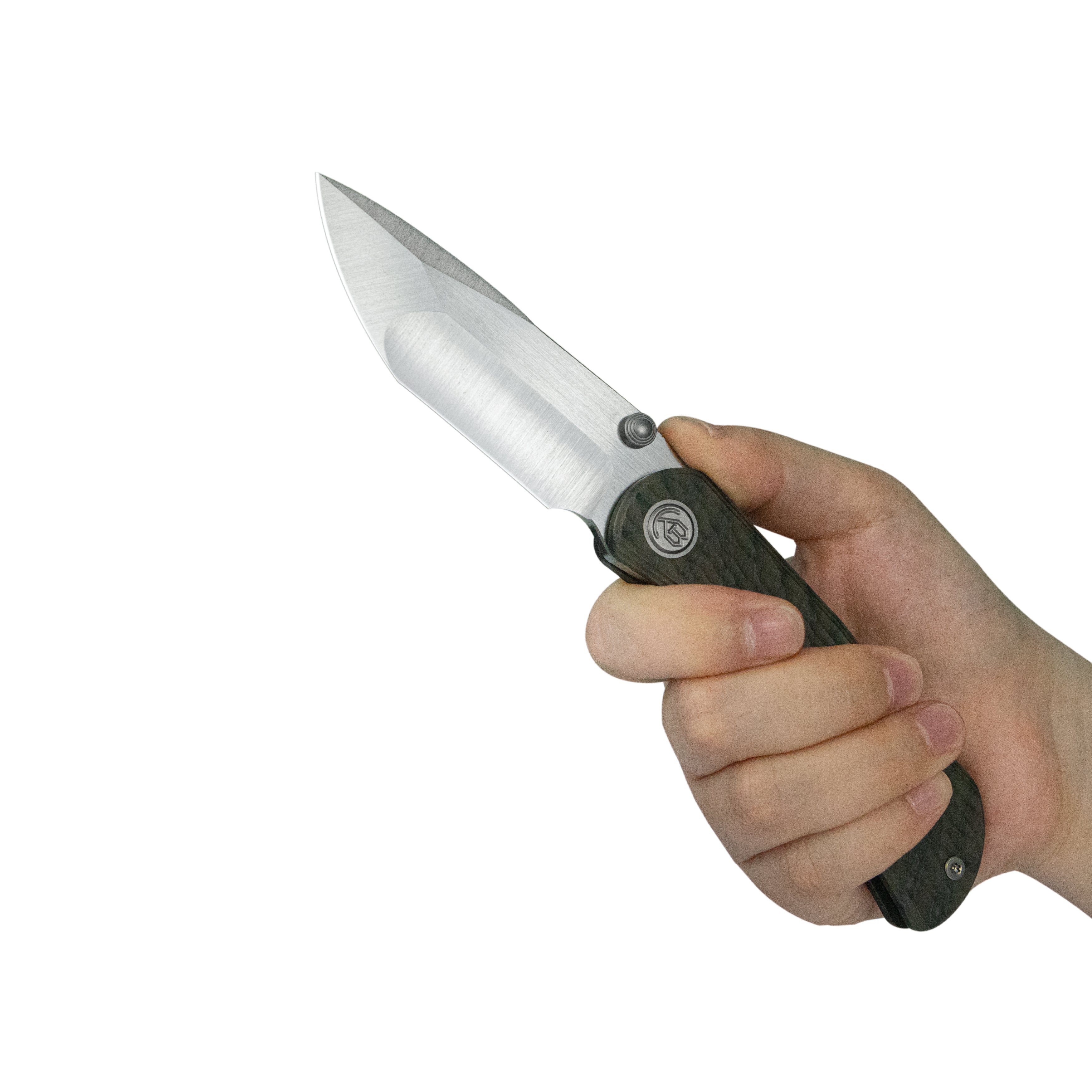 KB Folklore Folding Knife Flame Titanium w/ Jigged Pattern Milling Handle 3.42'' Belt Satin M390 Blade KB444B