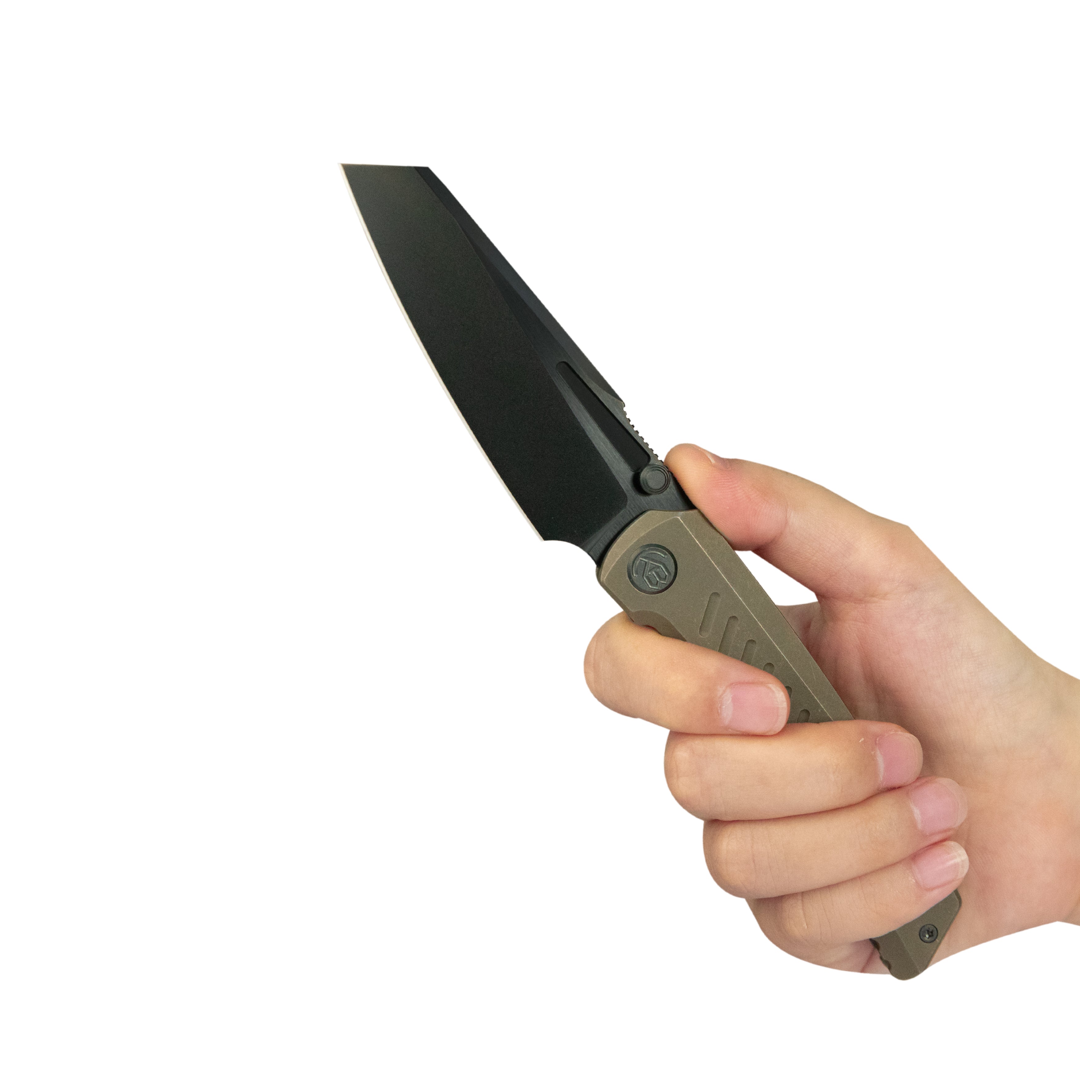 KB Insomnia Frame Locking Folding Knife Bronze Titanium Handle 3.46" DLC Satin M390 Blade KB441C