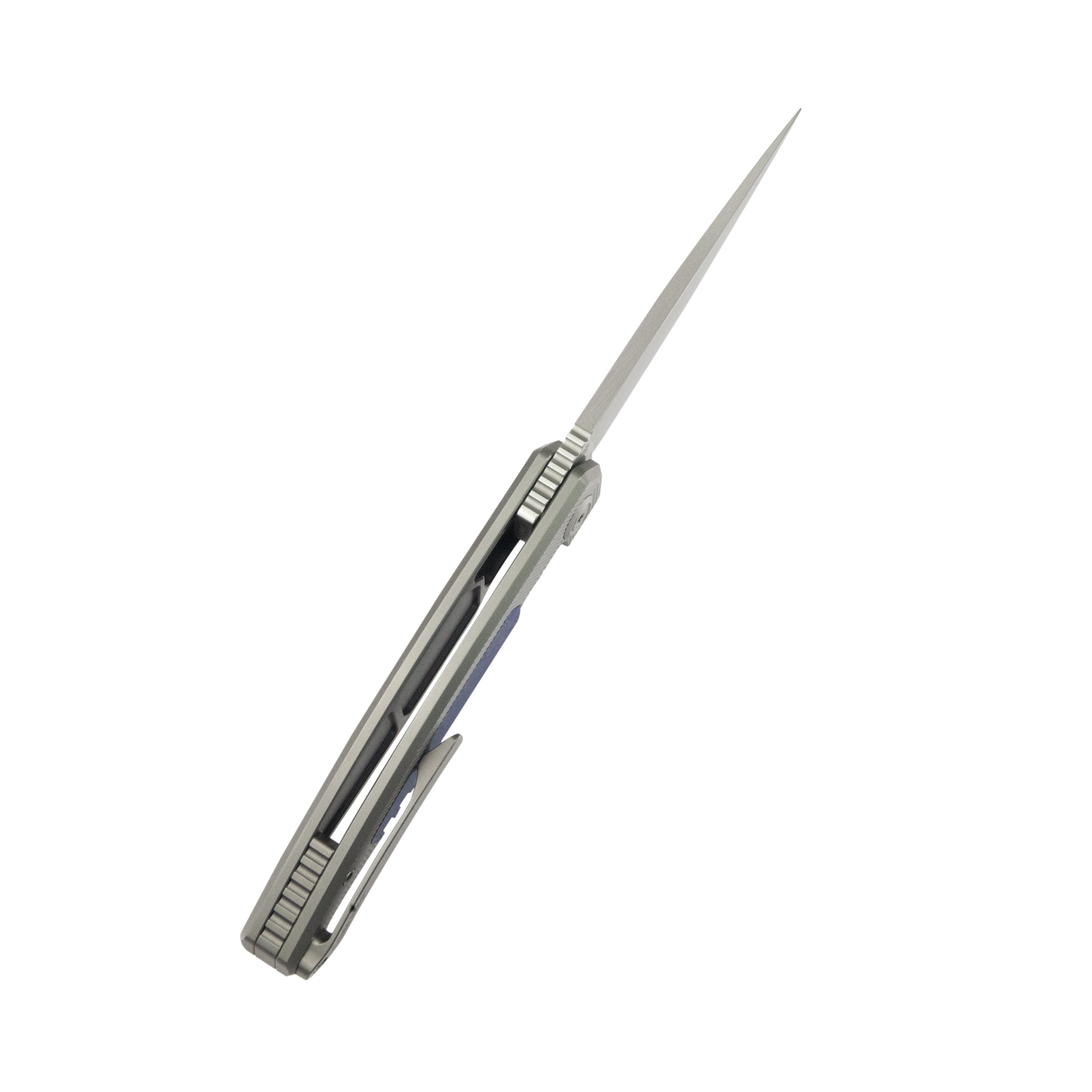 KB Mos Folding Knife Sandblasting Titanium Micro Milling with Zircuti inlay Handle 3.27'' Silver Bead Blasting M390 Blade KB456B