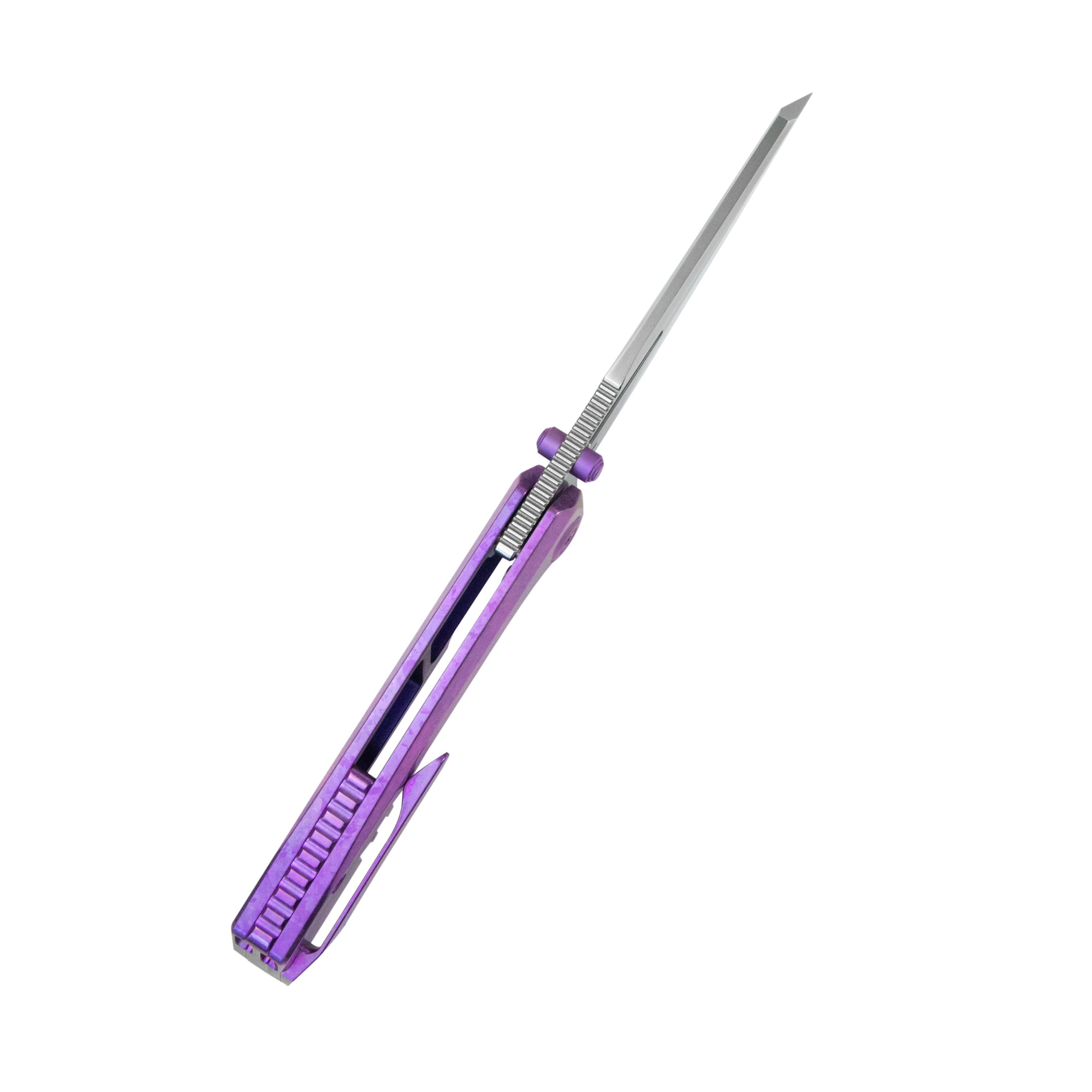 KB Insomnia Frame Locking Folding Knife Purple Crystallized Titanium Handle 3.46" Silver Bead Blast M390 Blade KB441D