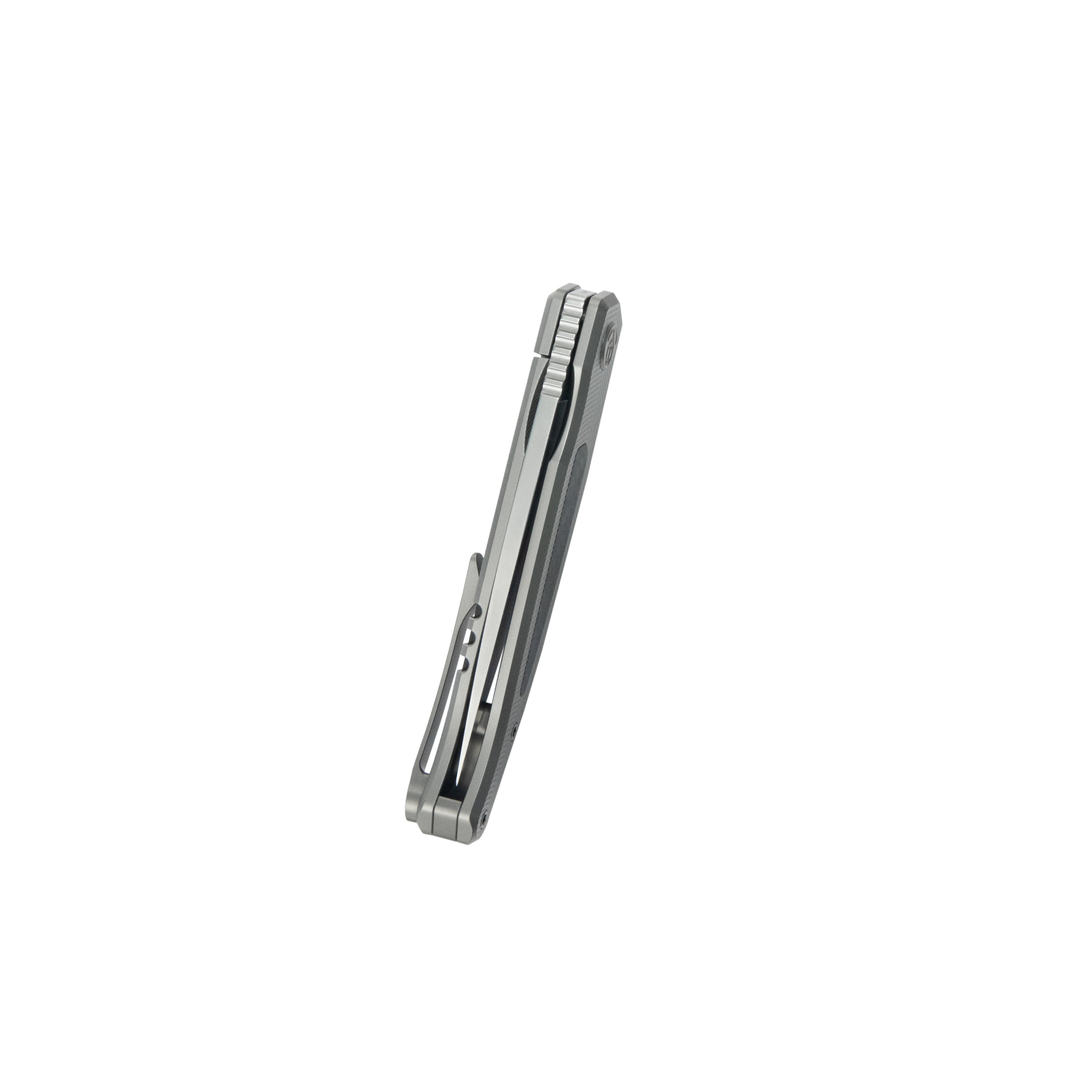 KB Mos Folding Knife Sandblasting Titanium Micro Milling with Wave CF inlay Handle 3.27'' Silver Bead Blasting M390 Blade KB456A