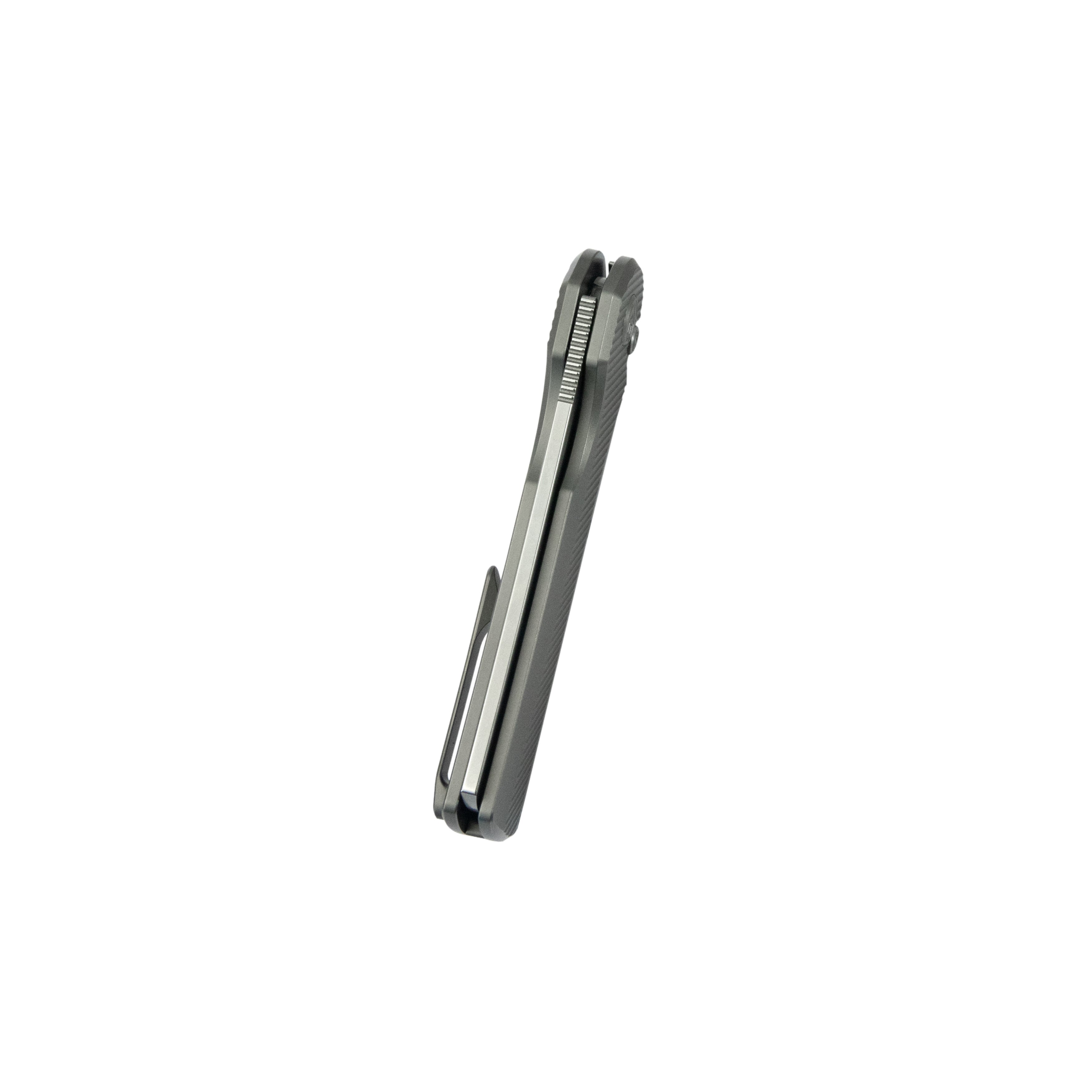 KB Ikul Button Lock Folding Knife Gray Titanium Micro Milling 3.34'' Razor Bead Blasted M390 Blade KB380A