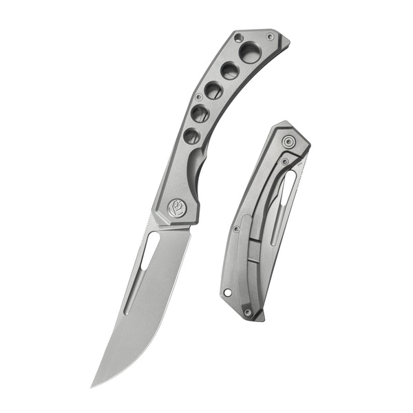 KB Ishtar Frame Lock Pocket Folding Knife Gray Ti Hanlde 3.54'' Sandbl