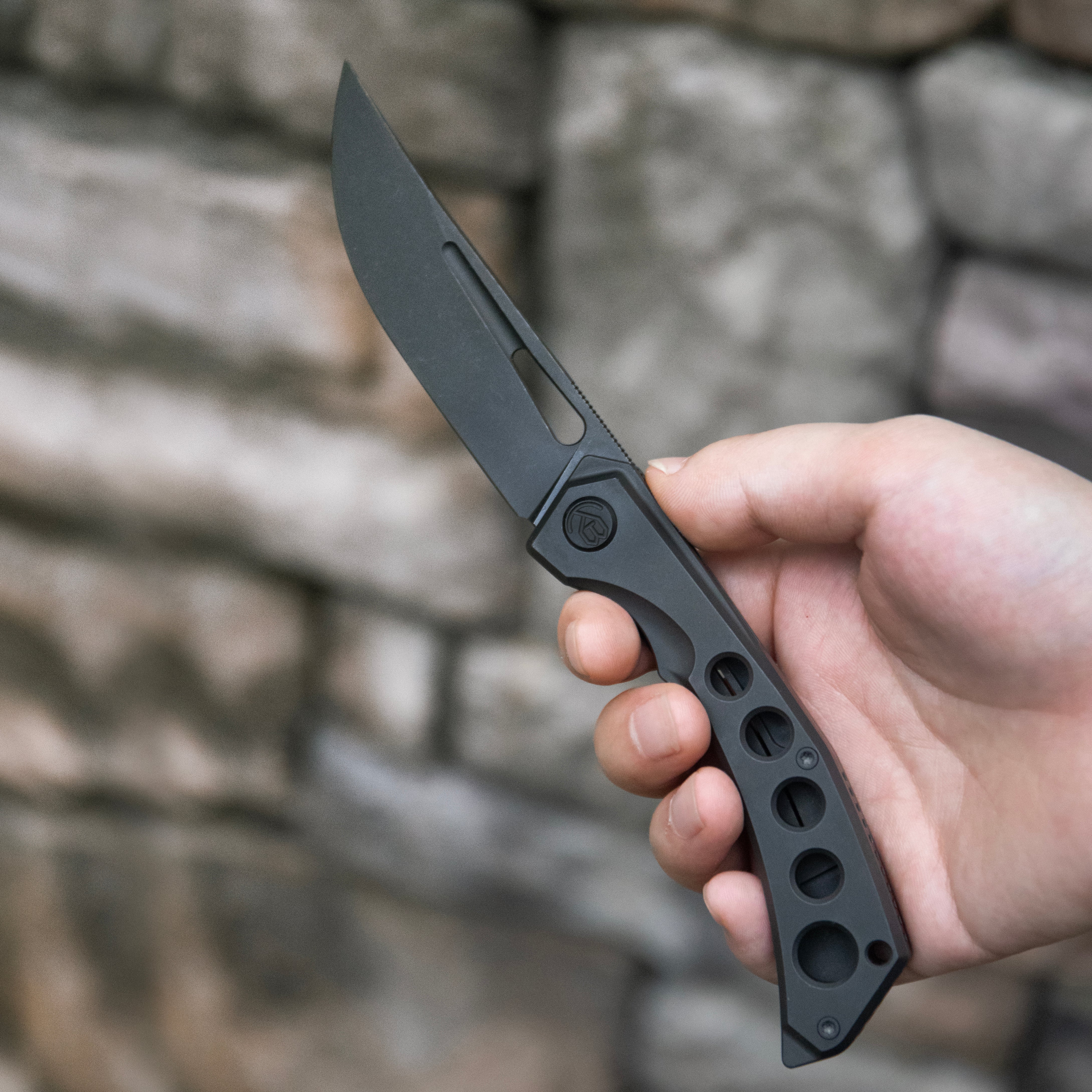 KB Ishtar Frame Lock Pocket Folding Knife Gray Ti Hanlde 3.54'' Sandblast M390 KB170A