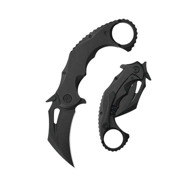 KB Wrath Frame Lock Karambit Ti Handle w/ Diagonal Milling 2.52'' Blac