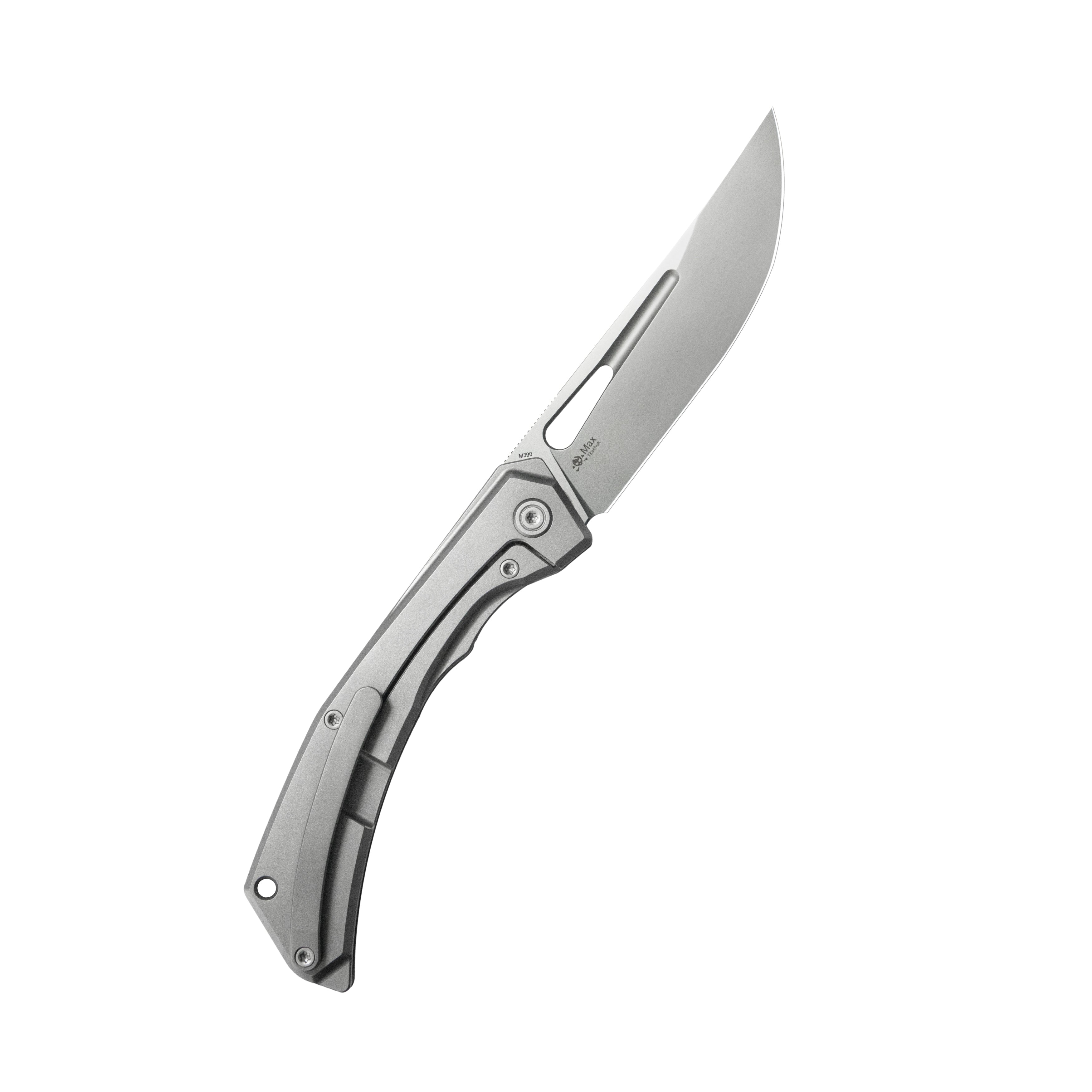 KB Ishtar Frame Lock Pocket Folding Knife Gray Ti Hanlde 3.54'' Sandbl