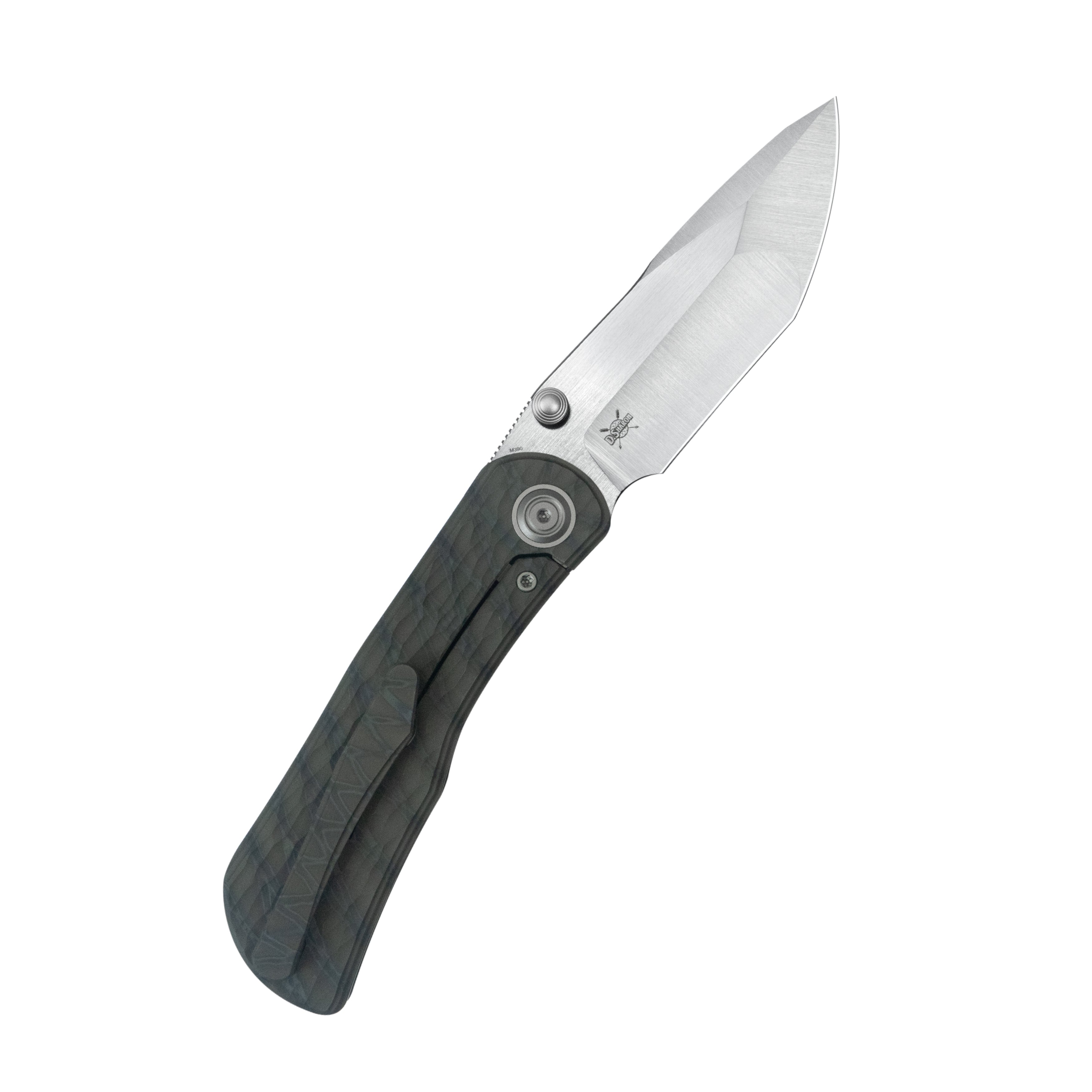 KB Folklore Folding Knife Flame Titanium w/ Jigged Pattern Milling Handle 3.42'' Belt Satin M390 Blade KB444B