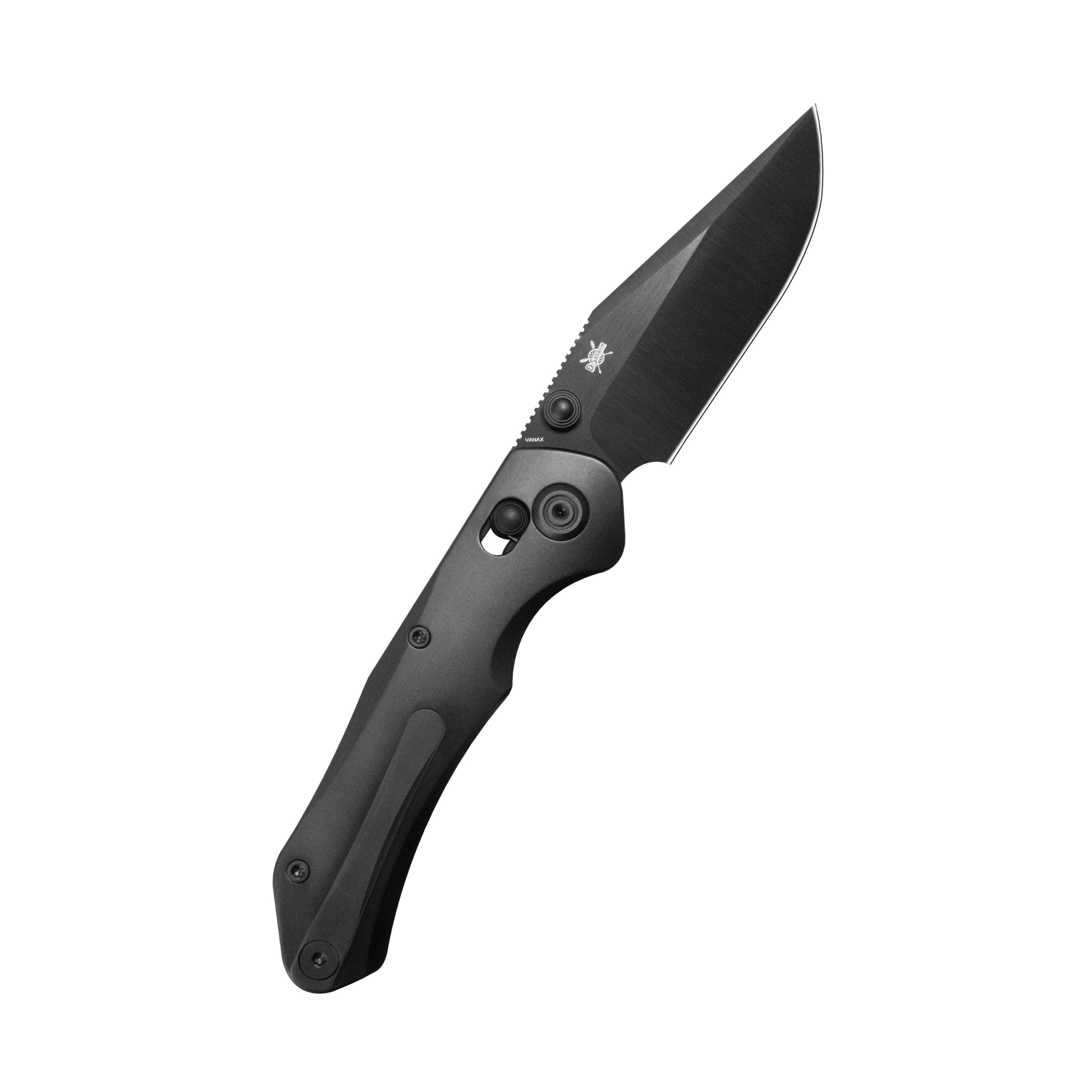 KB Coronado Folding Knife DLC Titanium Handle 3.46" DLC Belt Satin Vanax Blade KB466C