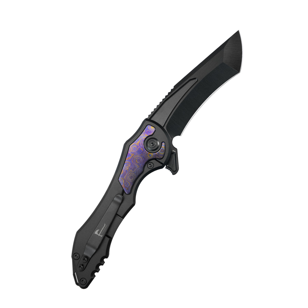 KB Paraclete Folding Knife DLC Titanium with Zircuti inlay Handle 3.70'' DLC Belt Satin M390 Blade KB517B