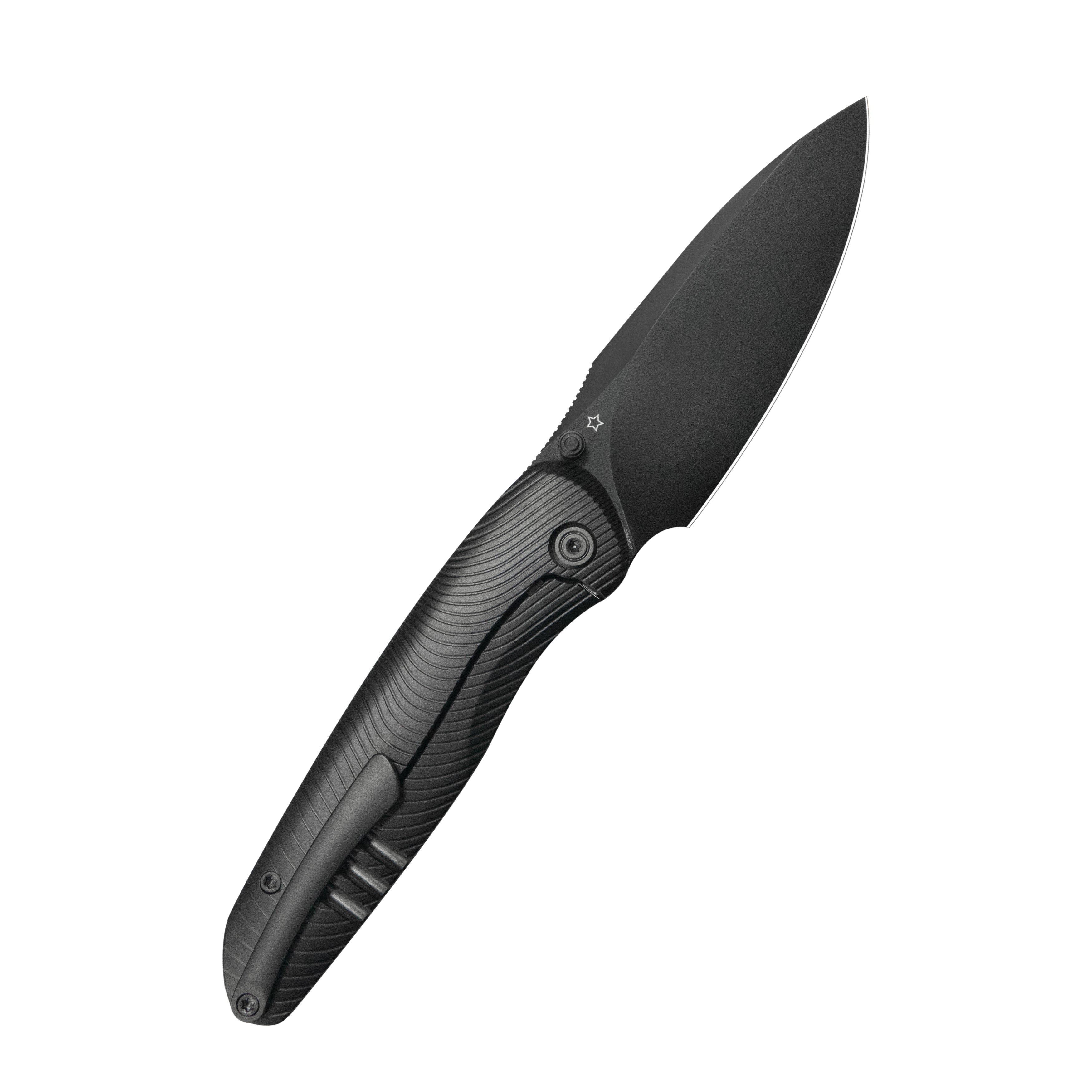 KB Pioneer Folding Knife Black DLC Titanium w/ Wave Milling Handle 3.35'' Black DLC 20CV Blade KB379C