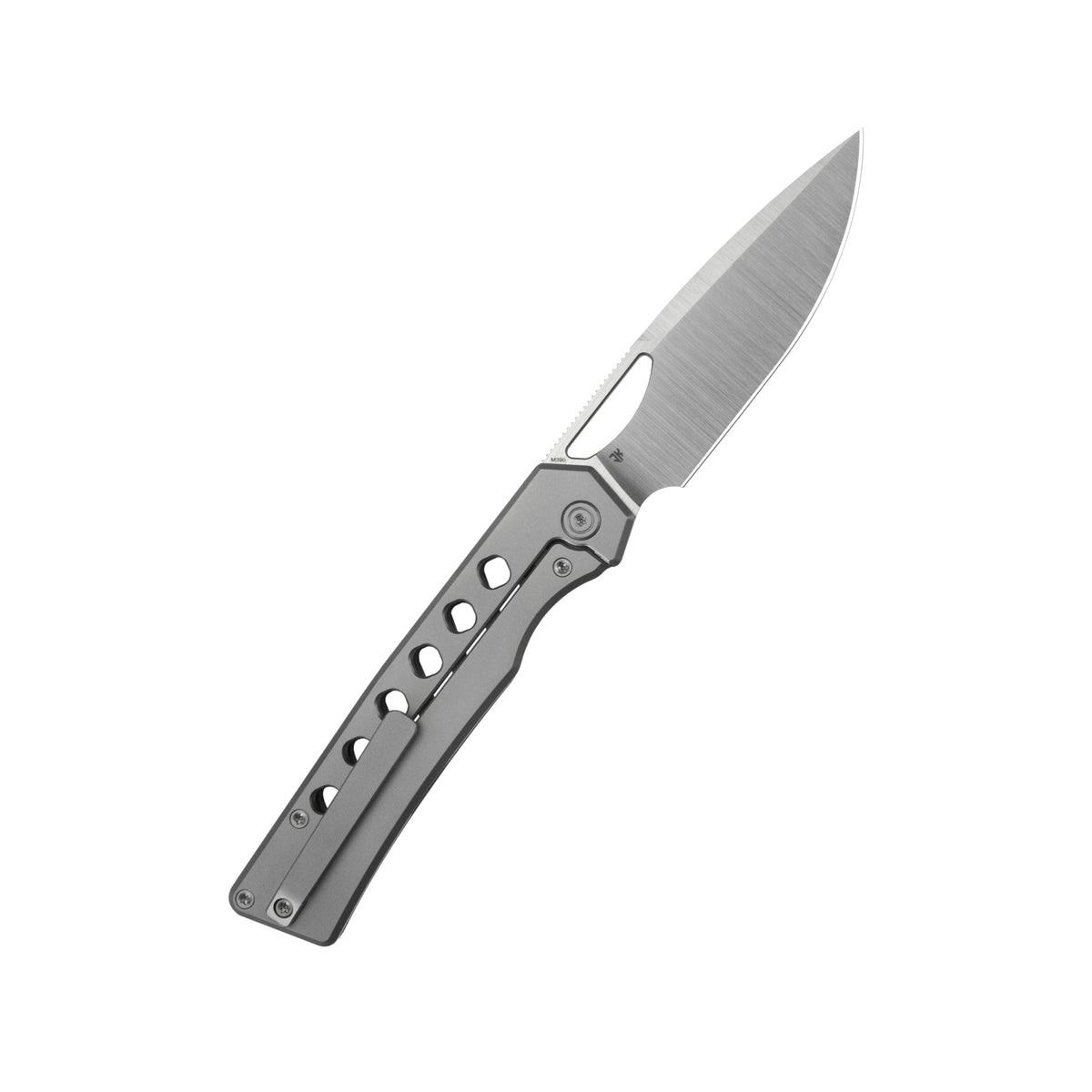 KB Mako Frame Lock Folding Knife Sandblasting Titanium Handle 3.30" Belt Satin M390 Blade KB486A