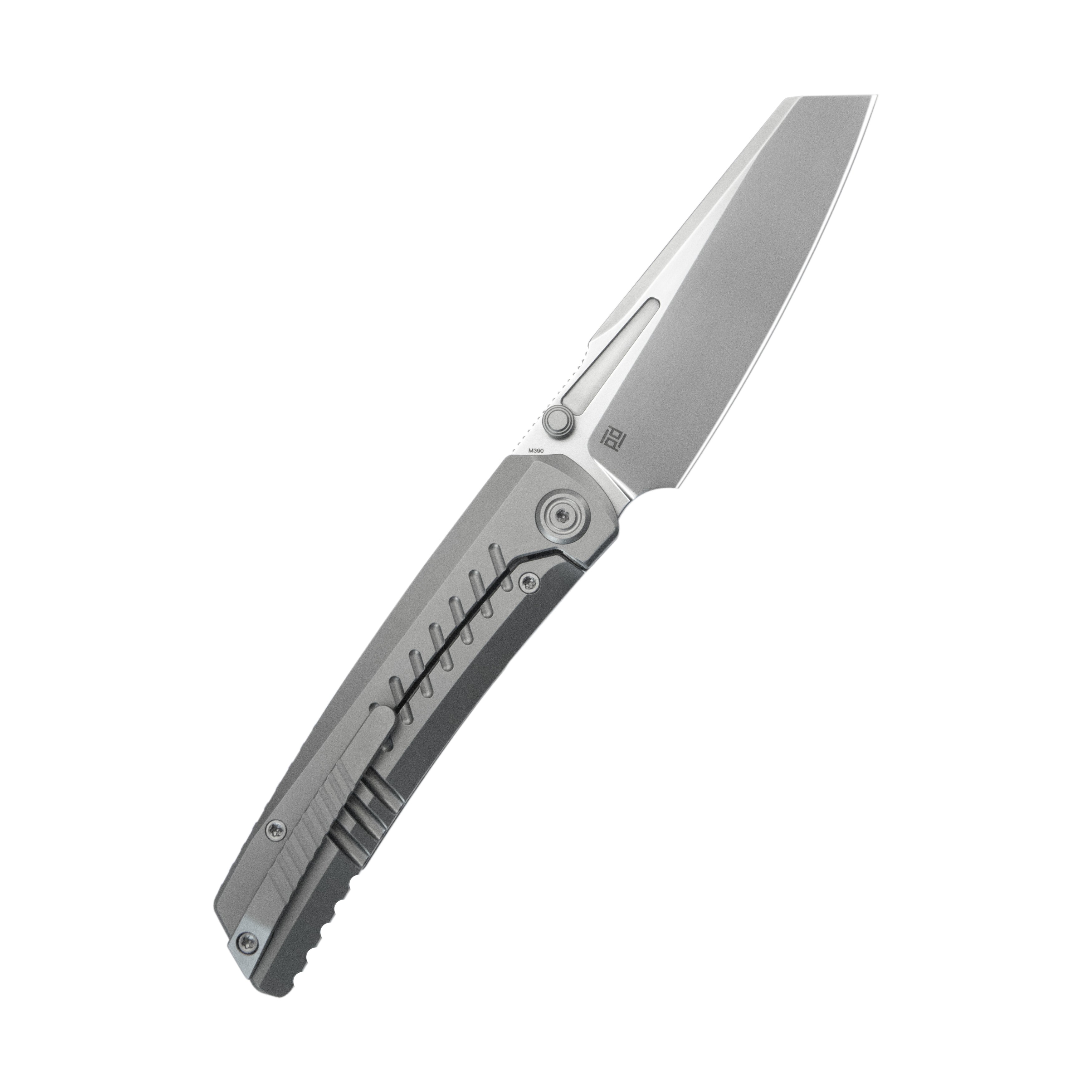KB Insomnia Frame Locking Folding Knife Gray Sandblast Titanium Handle 3.46" Silver Bead Blast M390 Blade KB441A