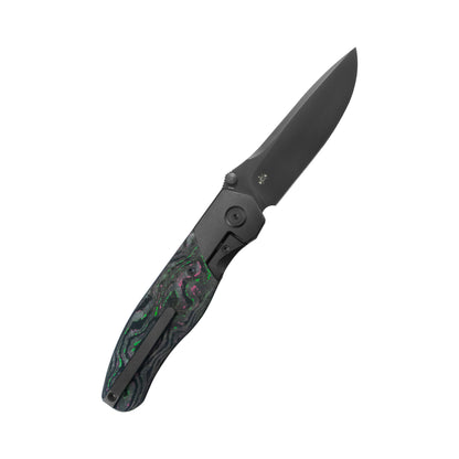 Velvet Snake Folding Knife Black DLC Titanium Bolster & CF inlay Handle 3.35'' Black DLC M390 Blade KB266C