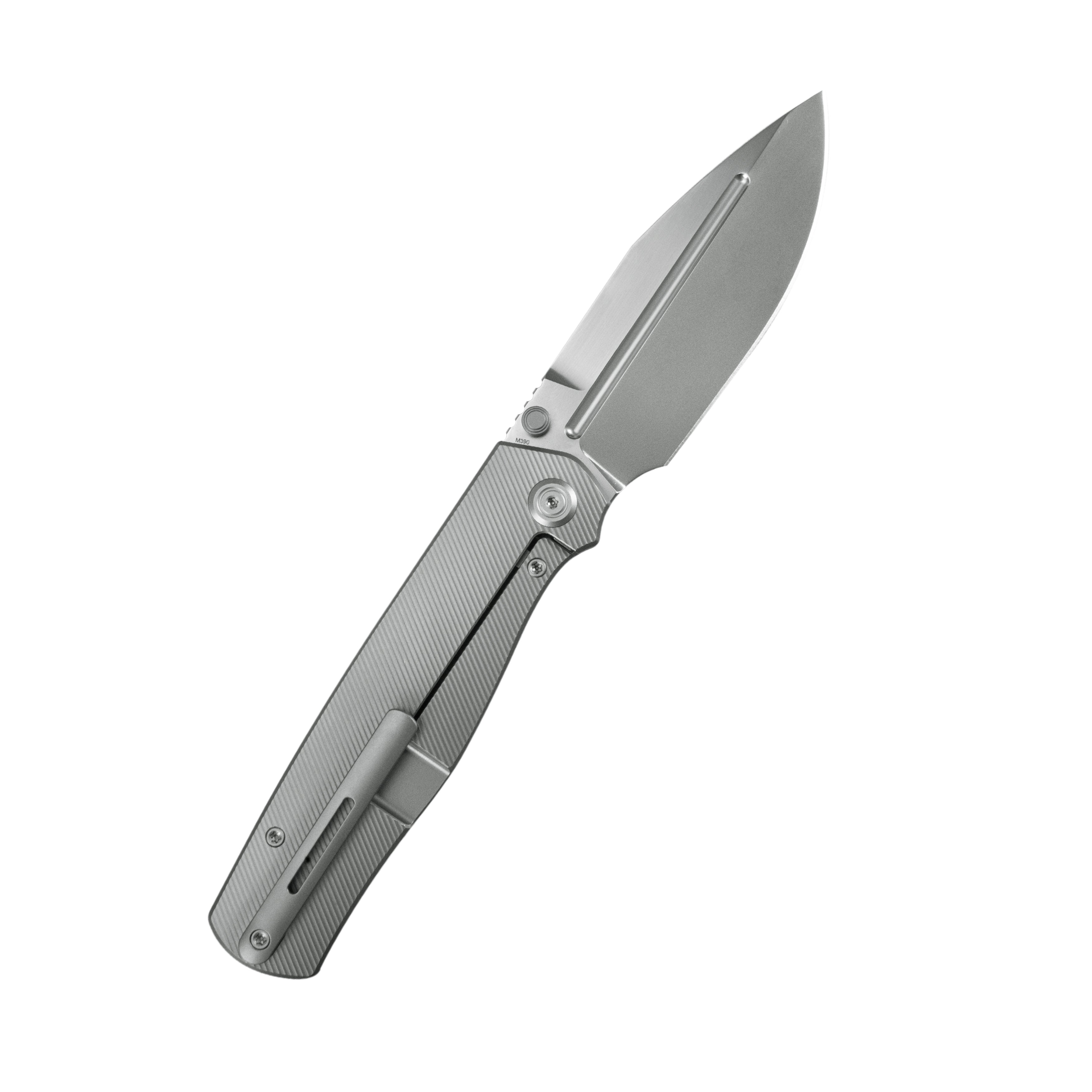 KB Albatross Tactical Folding Knife Gray Titanium with Micro Milling 3.74" Silver Beadblast M390 KB471A