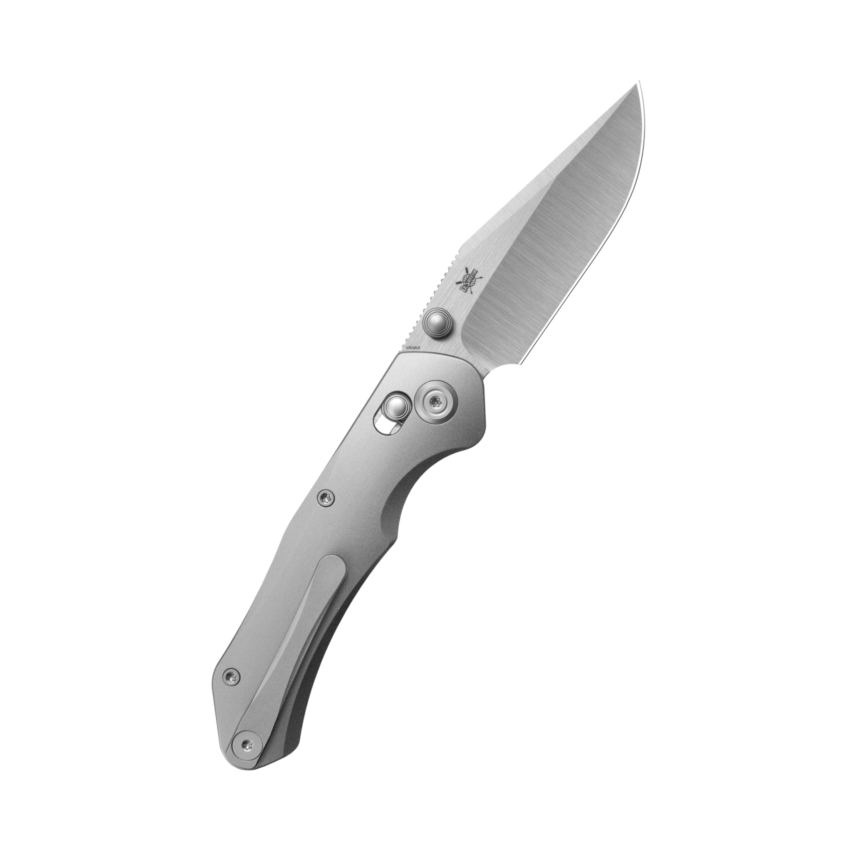 KB Coronado Folding Knife Sandblasting Titanium Handle 3.46" Belt Satin Vanax Blade KB466A