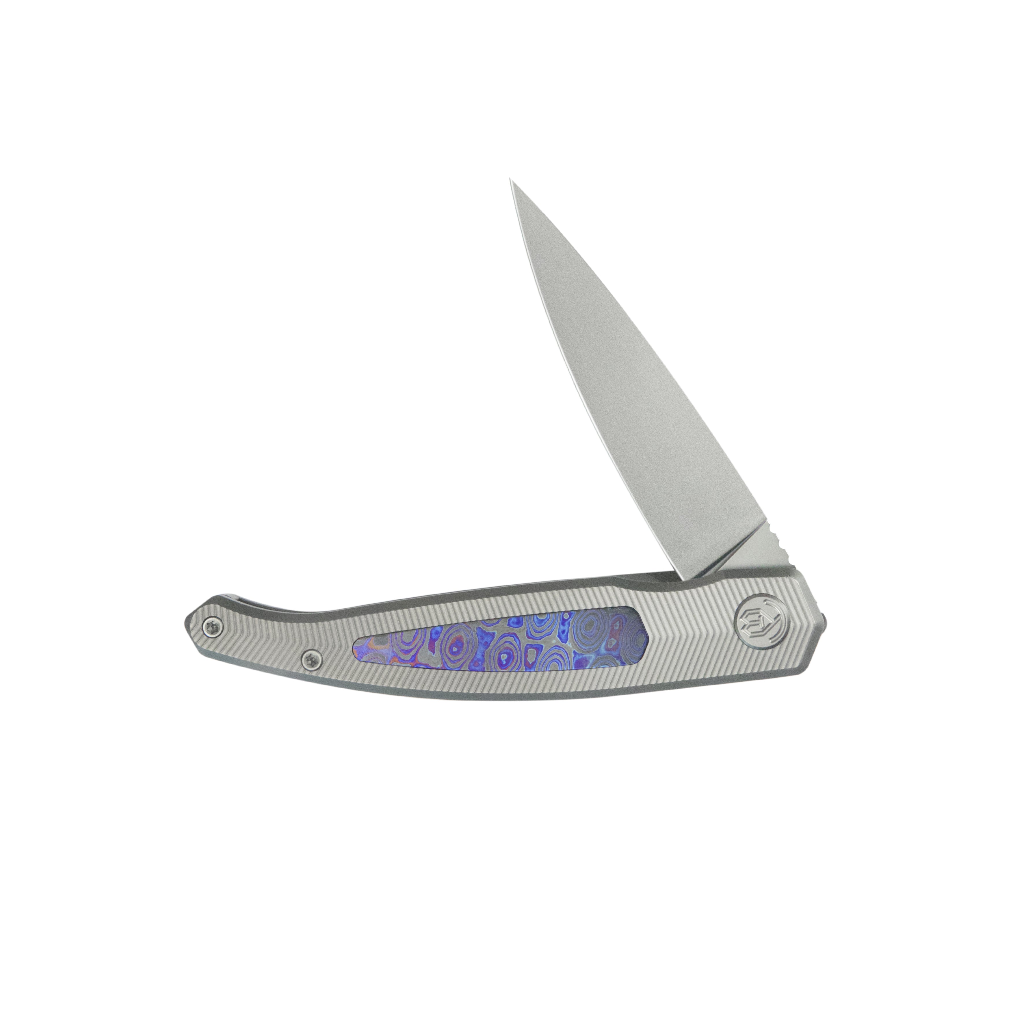 KB Mos Folding Knife Sandblasting Titanium Micro Milling with Zircuti inlay Handle 3.27'' Silver Bead Blasting M390 Blade KB456B