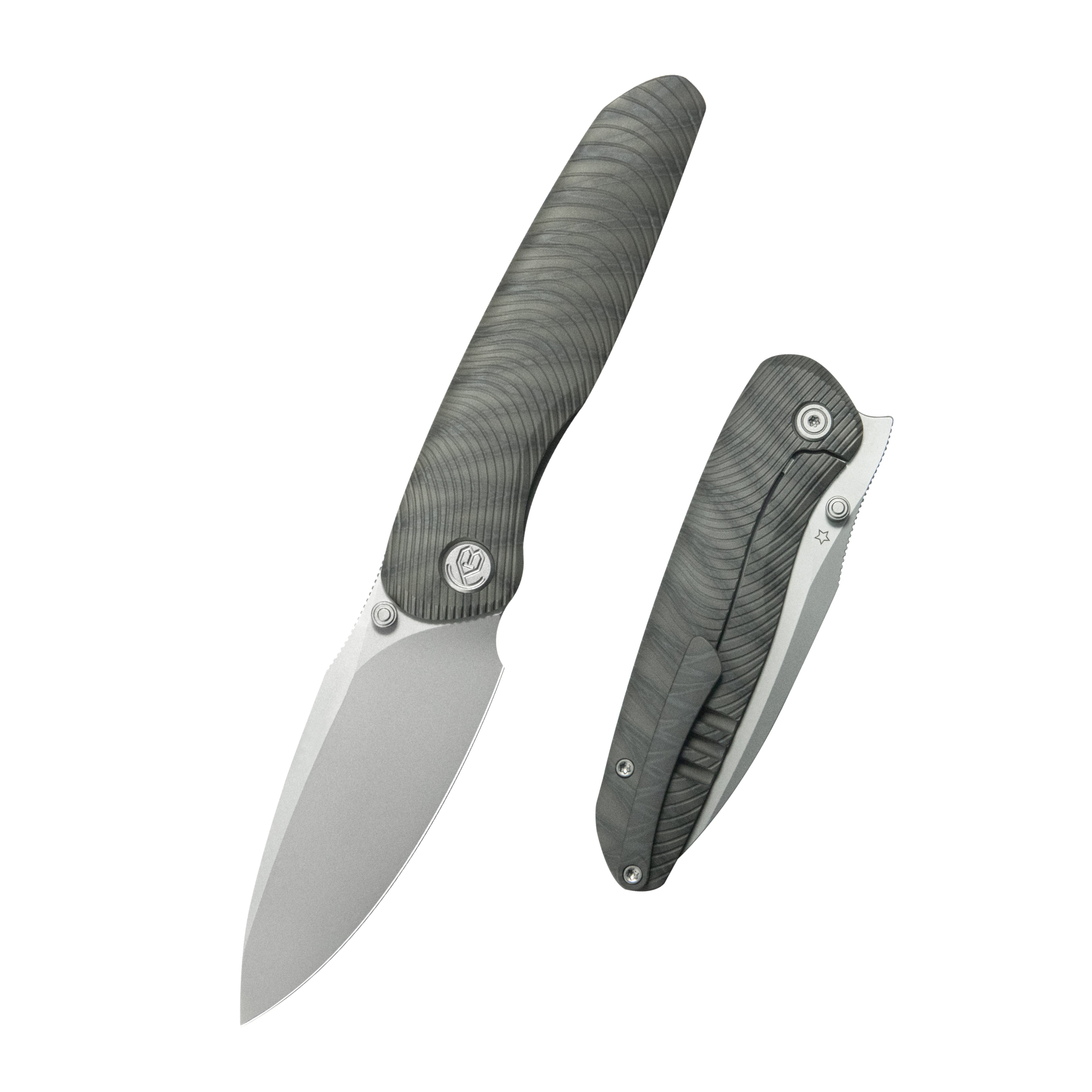 KB Pioneer Folding Knife Flame Titanium w/ Wave Milling Handle 3.35'' Beadblast 20CV Blade KB379B