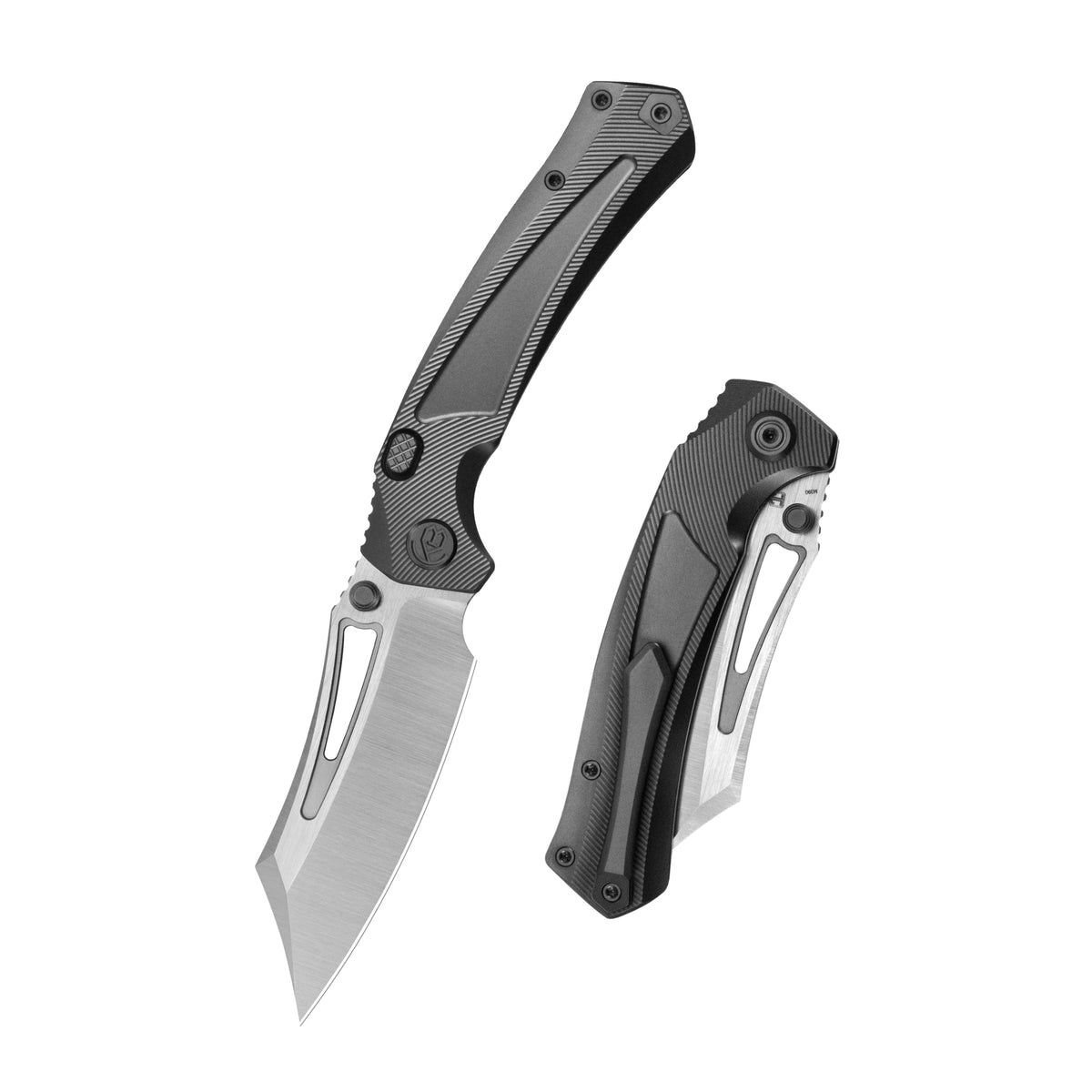 KB Pirate Folding Knife DLC Titanium Handle 3.46" Belt Satin M390 Blade KB398C