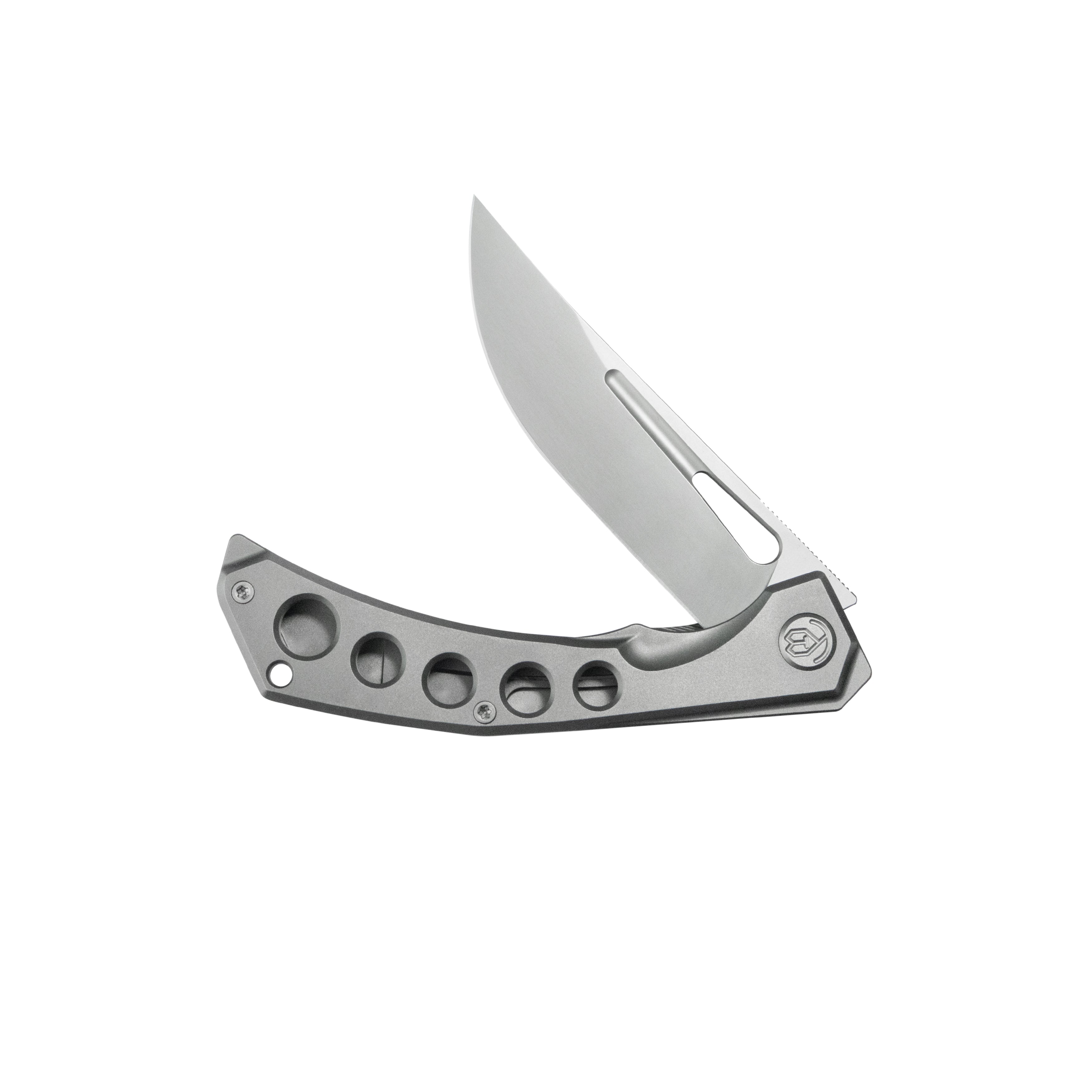 KB Ishtar Frame Lock Pocket Folding Knife Gray Ti Hanlde 3.54'' Sandbl