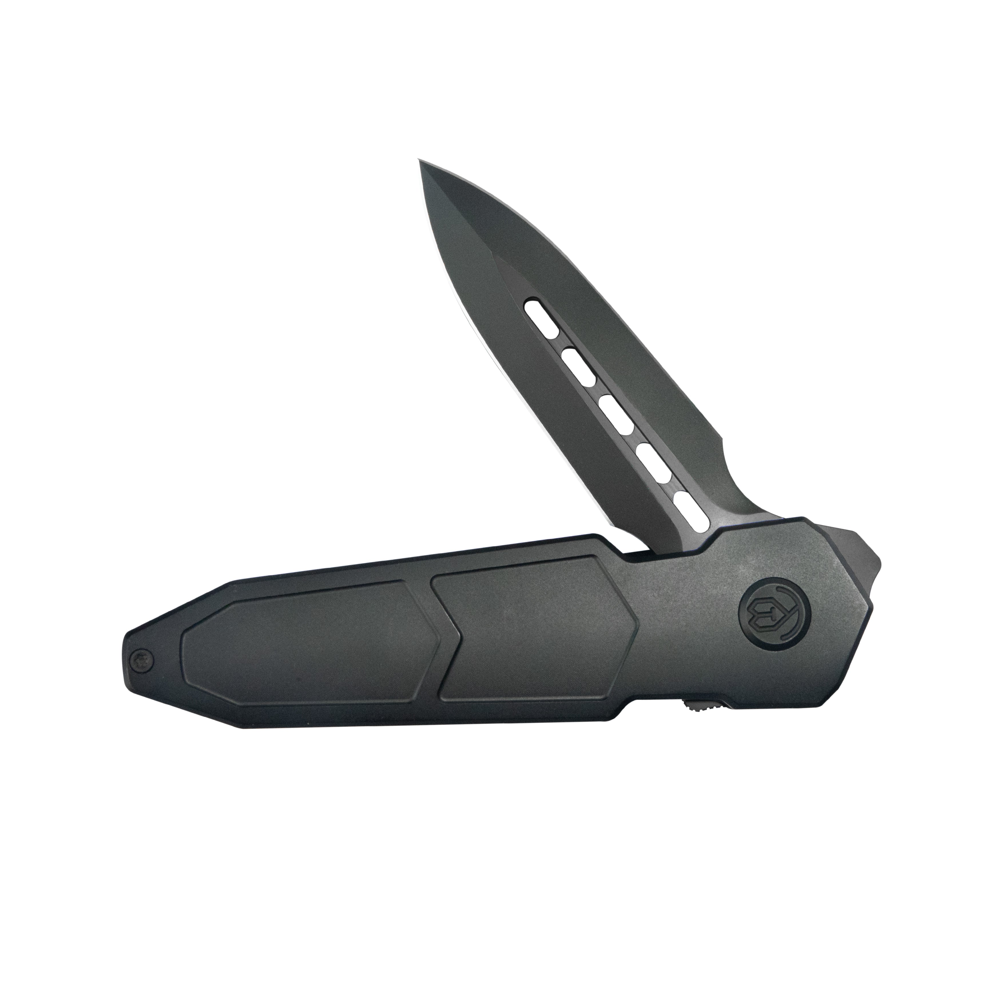KB Urban Dagger Double Edge Folding Knife Black PVD Titanium Handle 3.