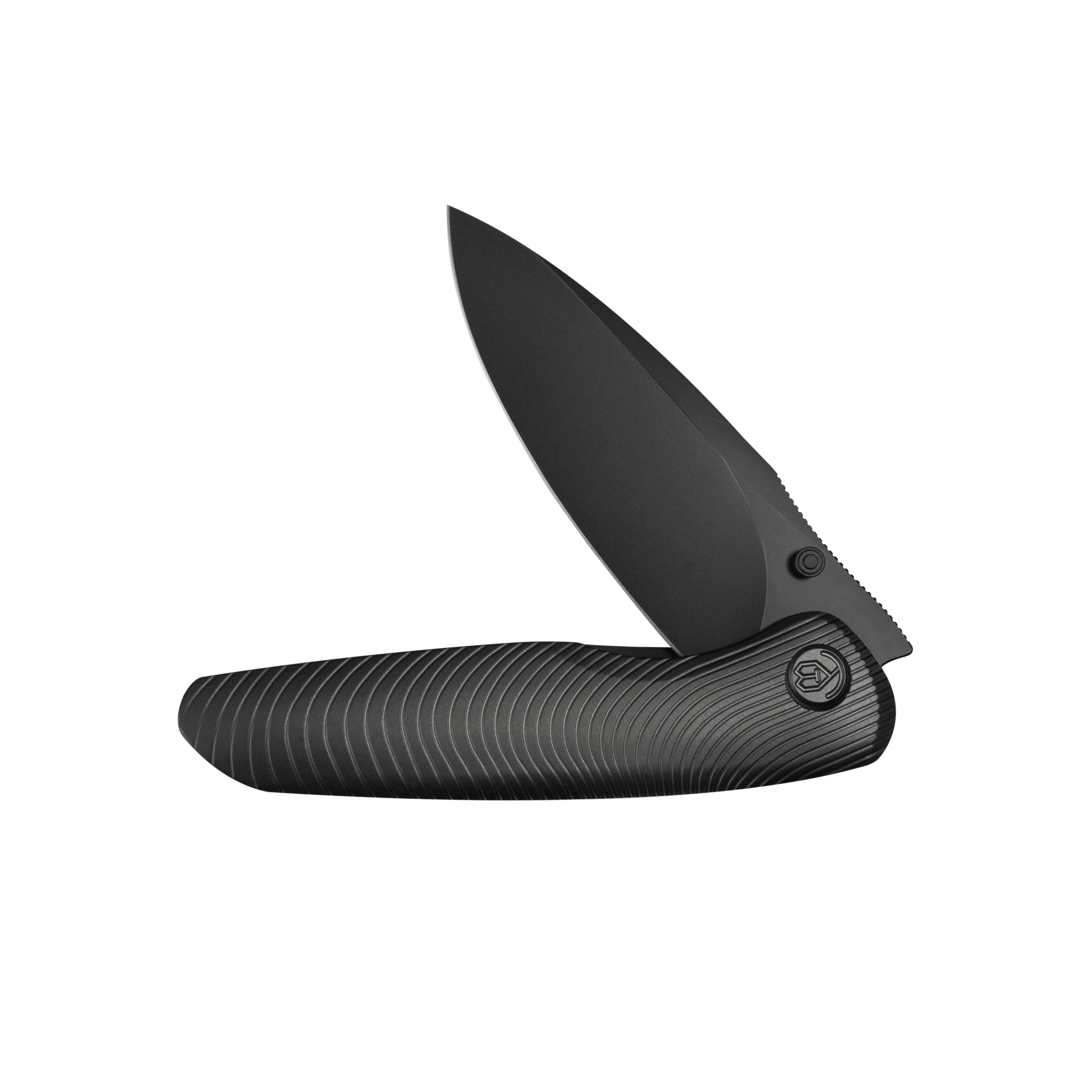 KB Pioneer Folding Knife Black DLC Titanium w/ Wave Milling Handle 3.35'' Black DLC 20CV Blade KB379C