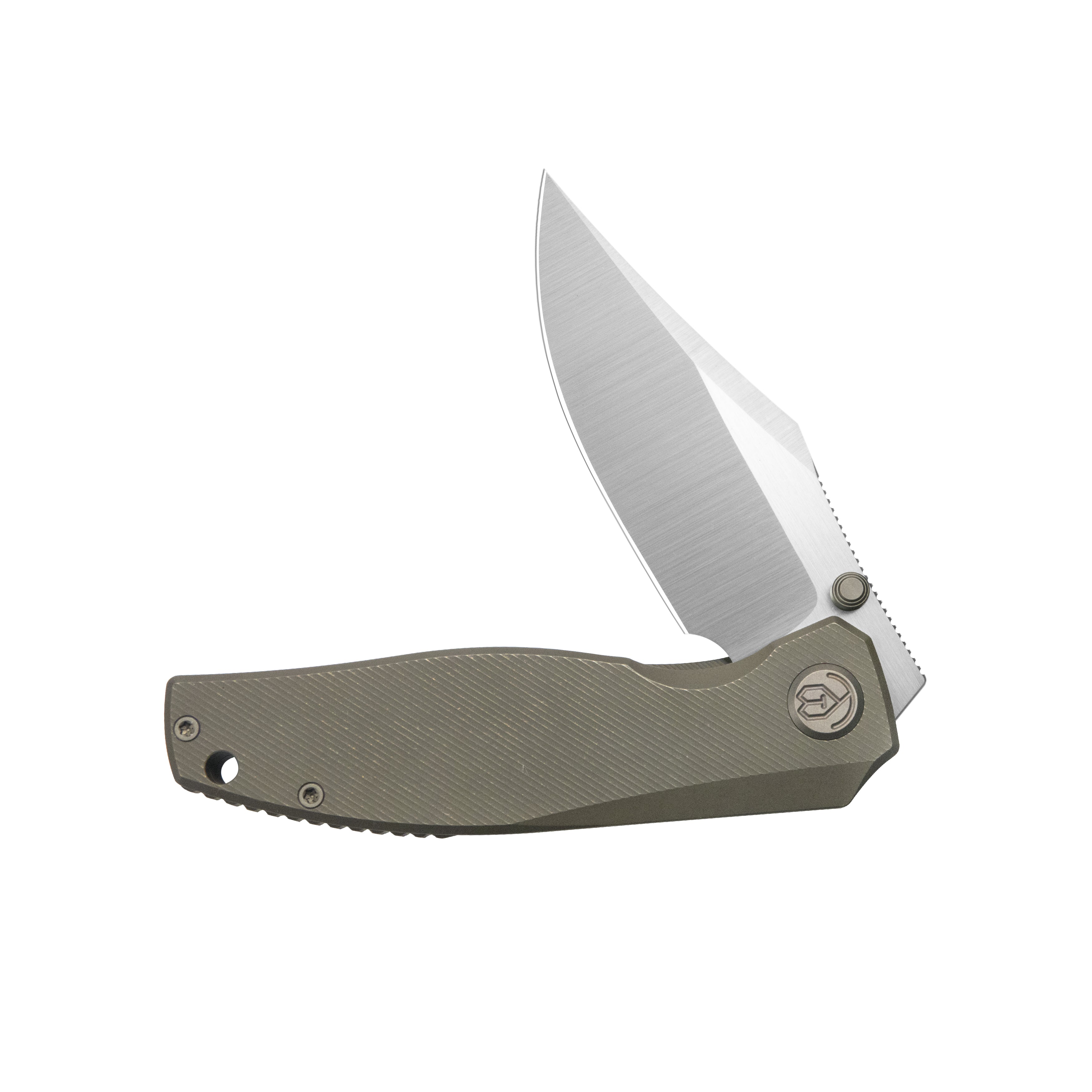 KB Classico Frame Locking Folding Knife Bronze Titanium Handle 3.38" Belt Satin M390 Blade KB478C