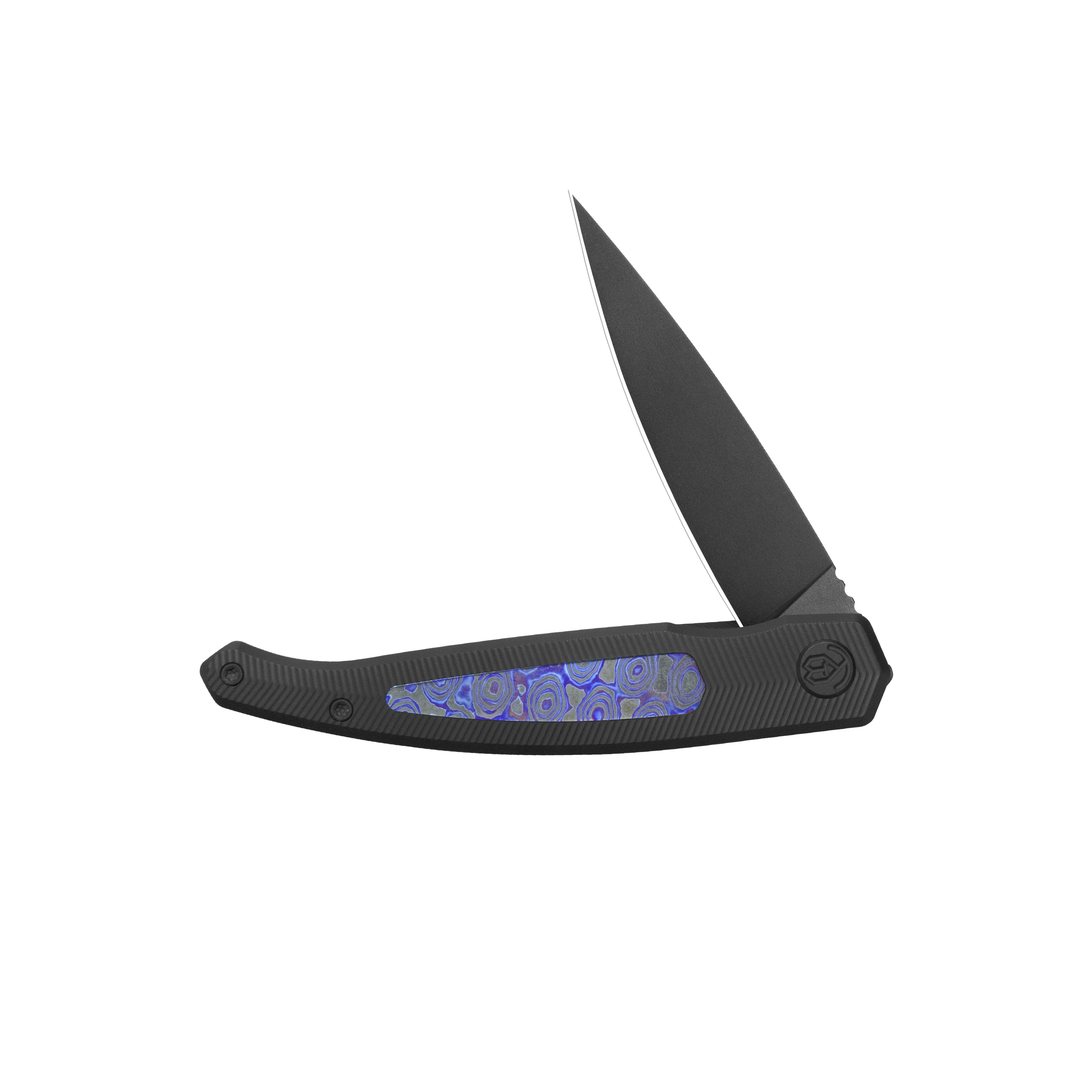 KB Mos Folding Knife Regular DLC Micro Milling with Zircuti inlay Handle 3.27'' DLC M390 Blade KB456D