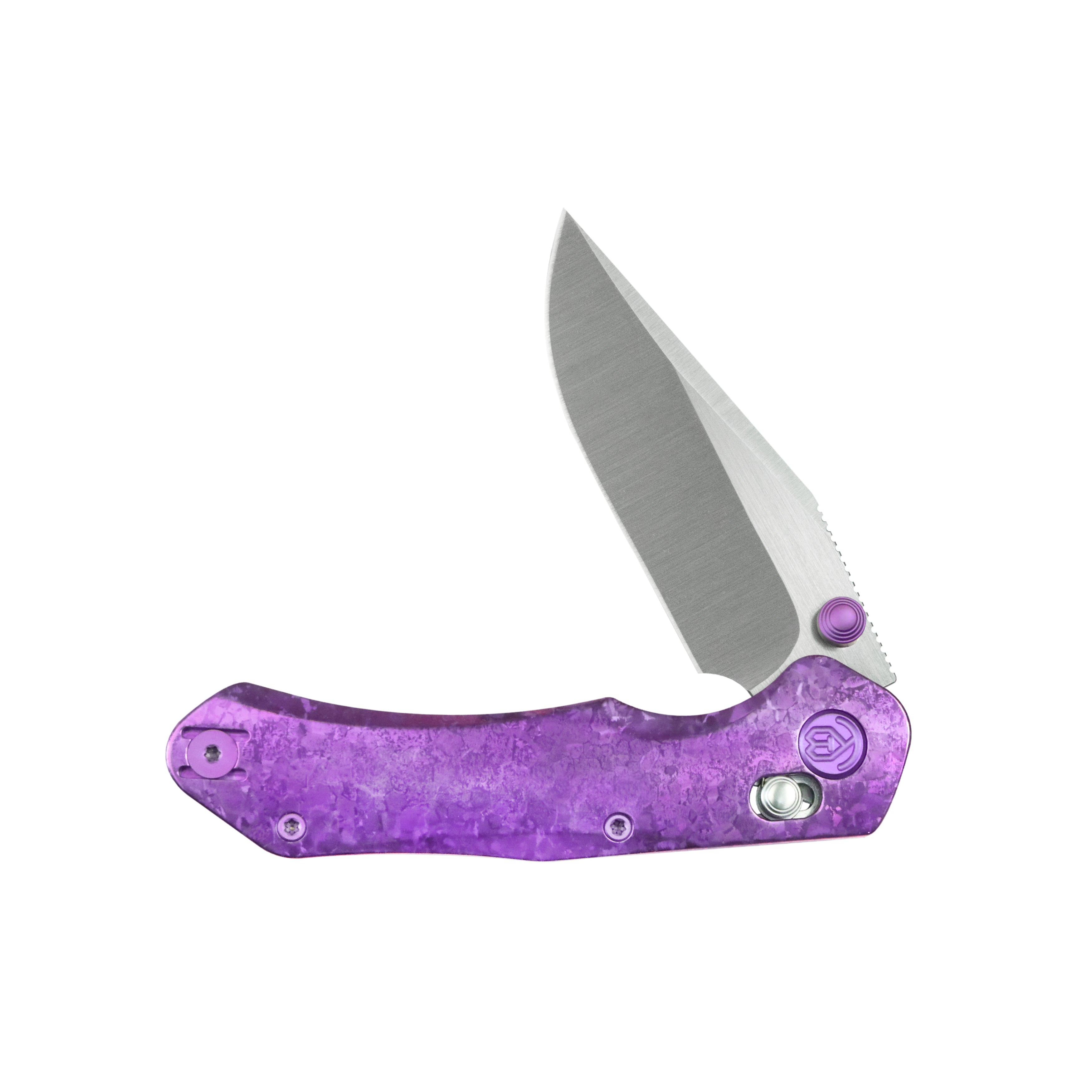 KB Coronado Folding Knife Purple Ano Crystallized Titanium Handle 3.46" Belt Satin Vanax Blade KB466D