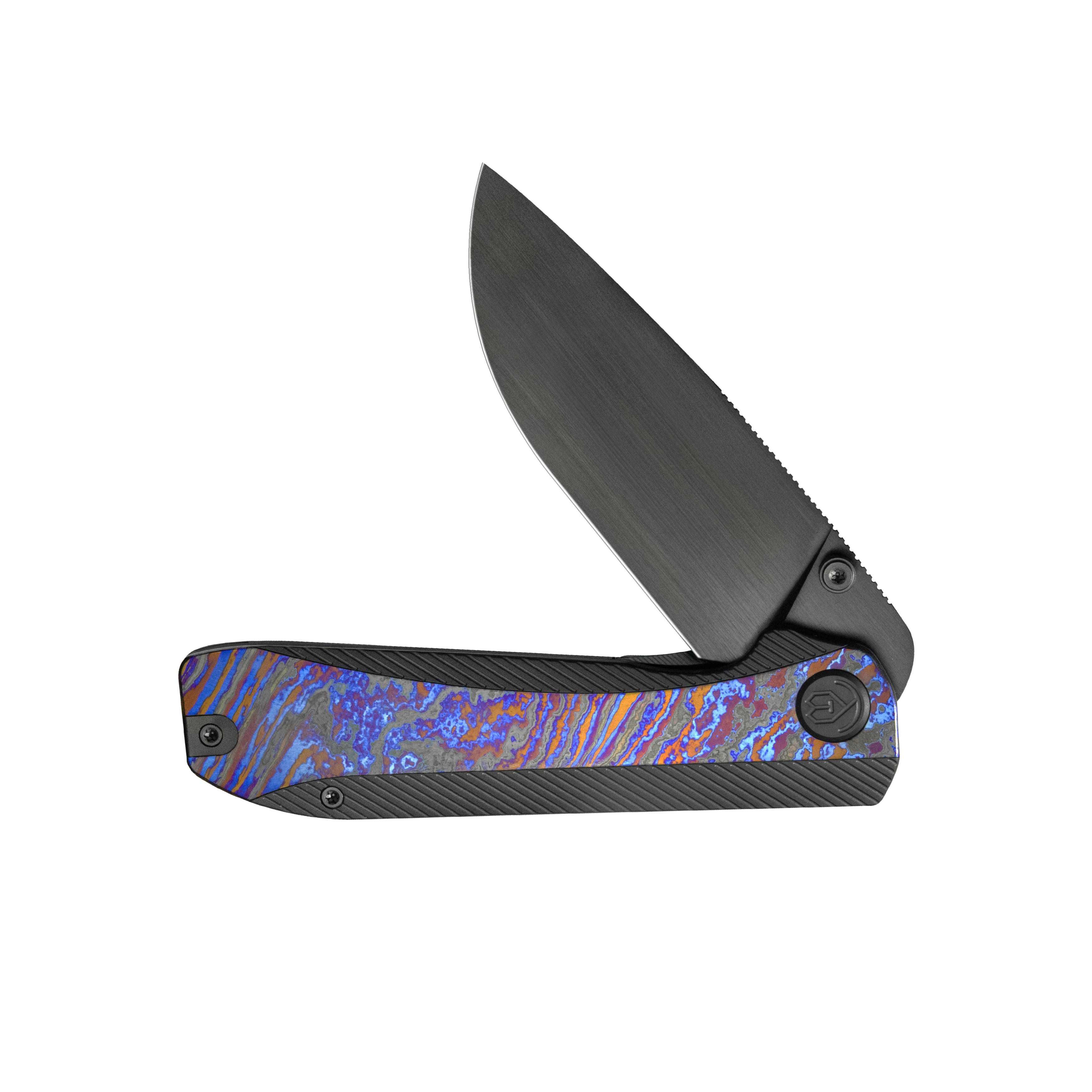 KB Zephyr Folding Pocket Knife DLC Titanium with Zircuti Inlay 4.65" DLC Rubbed Satin M390 KB431C