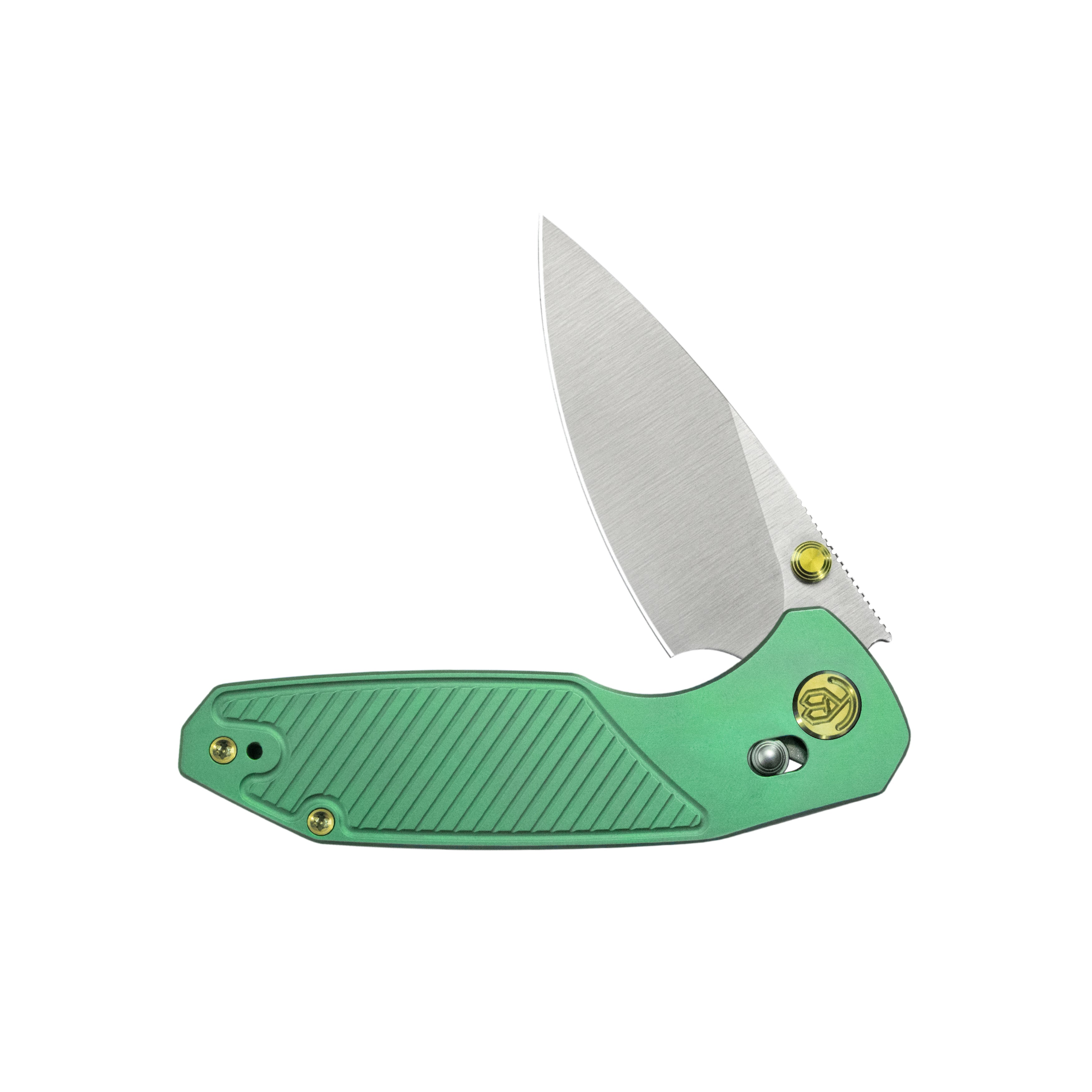 KB Aero Air Pocket Knife Crossbar Lock Green Ti Diagonal Milling 2.91