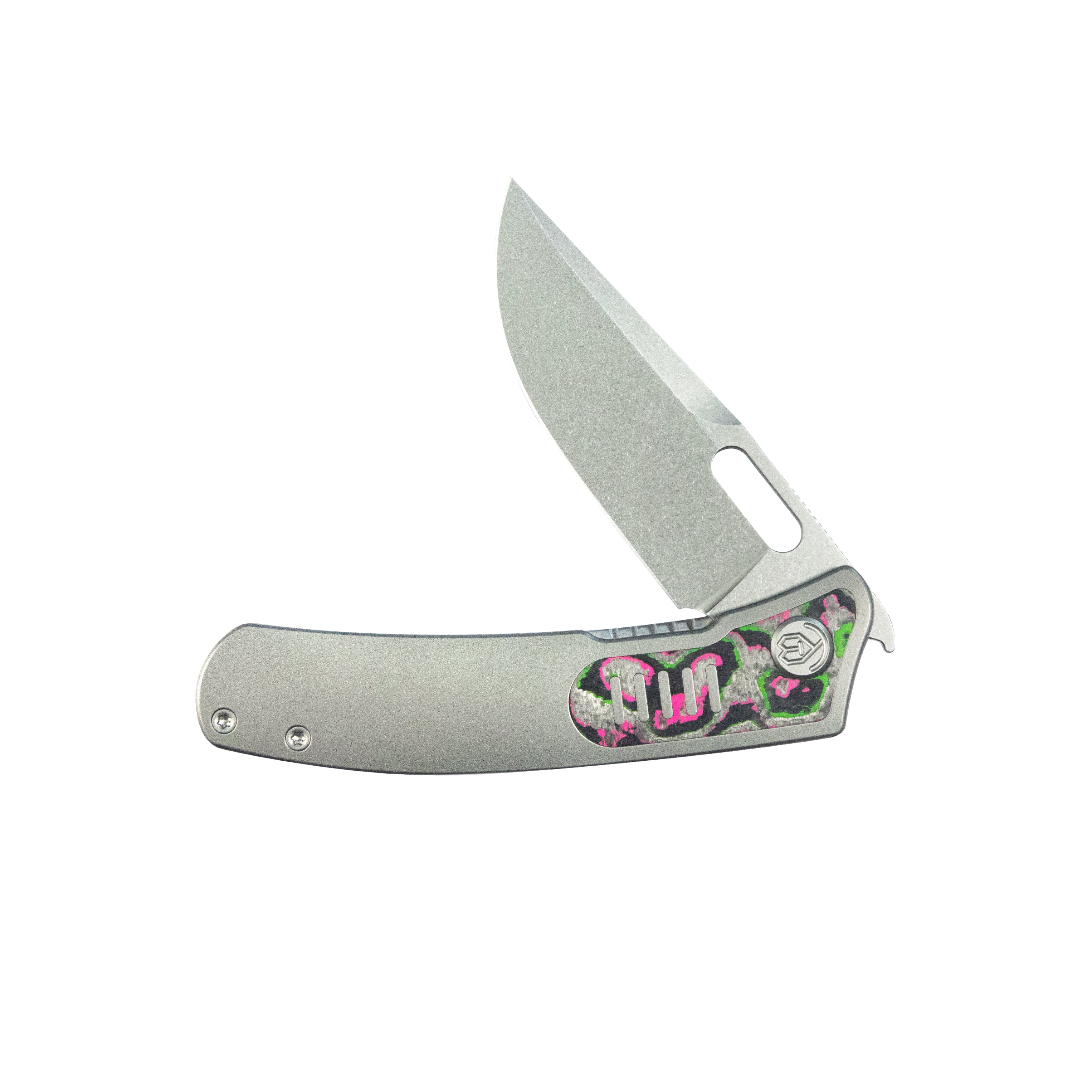 Common Thread Liner Lock Folding Knife Gray Ti w/ Watermelon Sugar CF Inlays 3.35'' M390 Blade KB377B