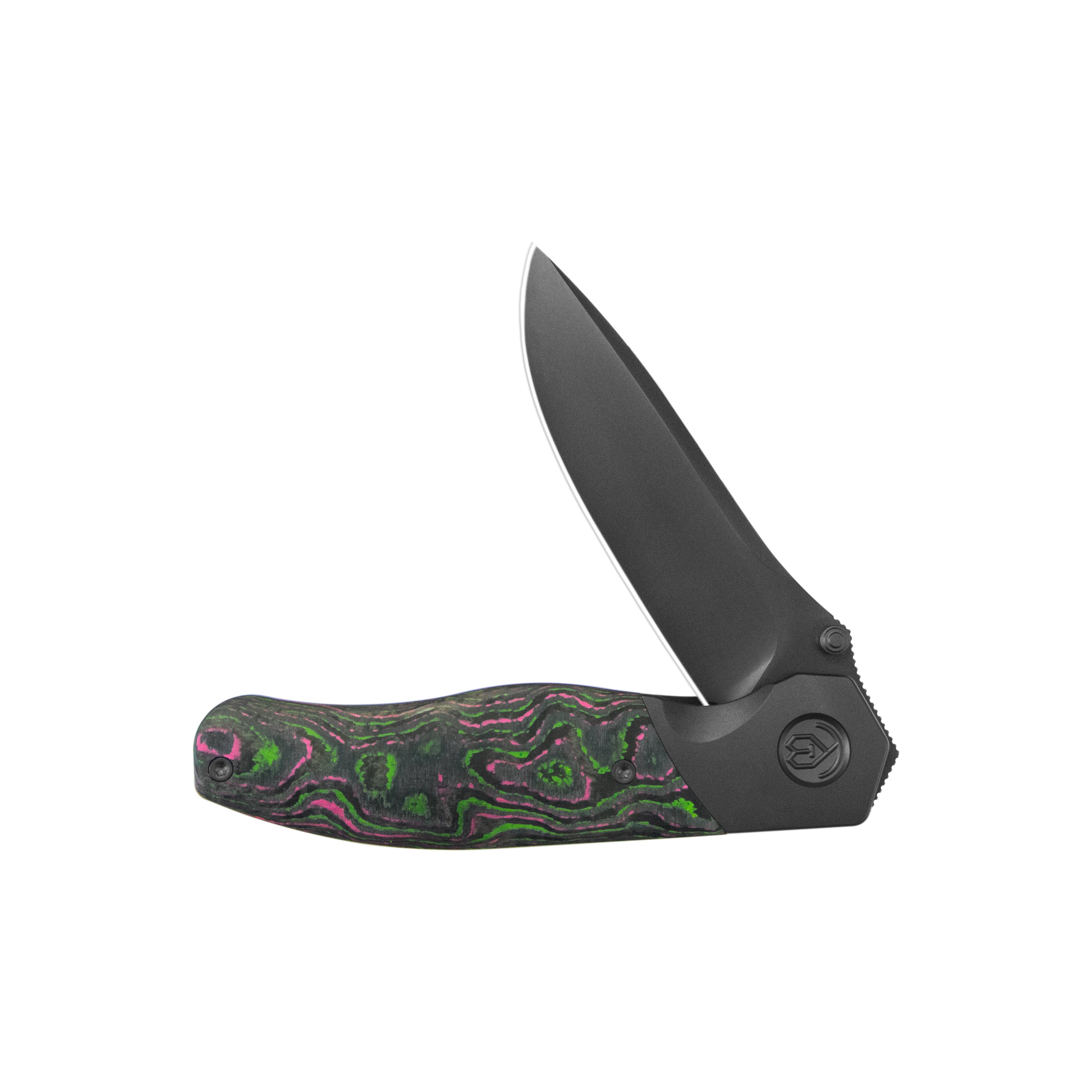 Velvet Snake Folding Knife Black DLC Titanium Bolster & CF inlay Handle 3.35'' Black DLC M390 Blade KB266C