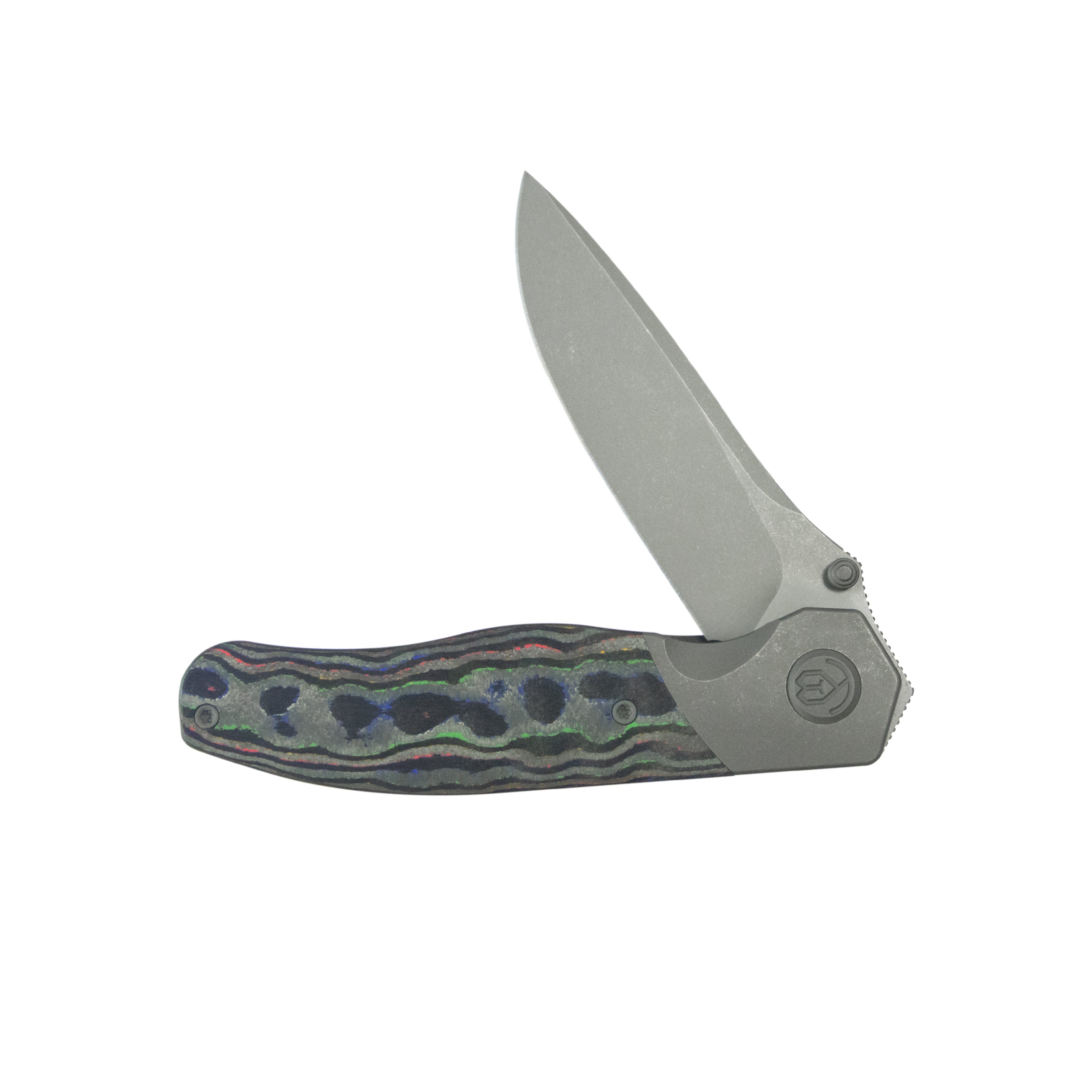 KB Velvet Snake Folding Knife Darkwash Titanium with 80's Camo Carbon inlay Handle 3.35'' Darkwash M390 Blade KB266B