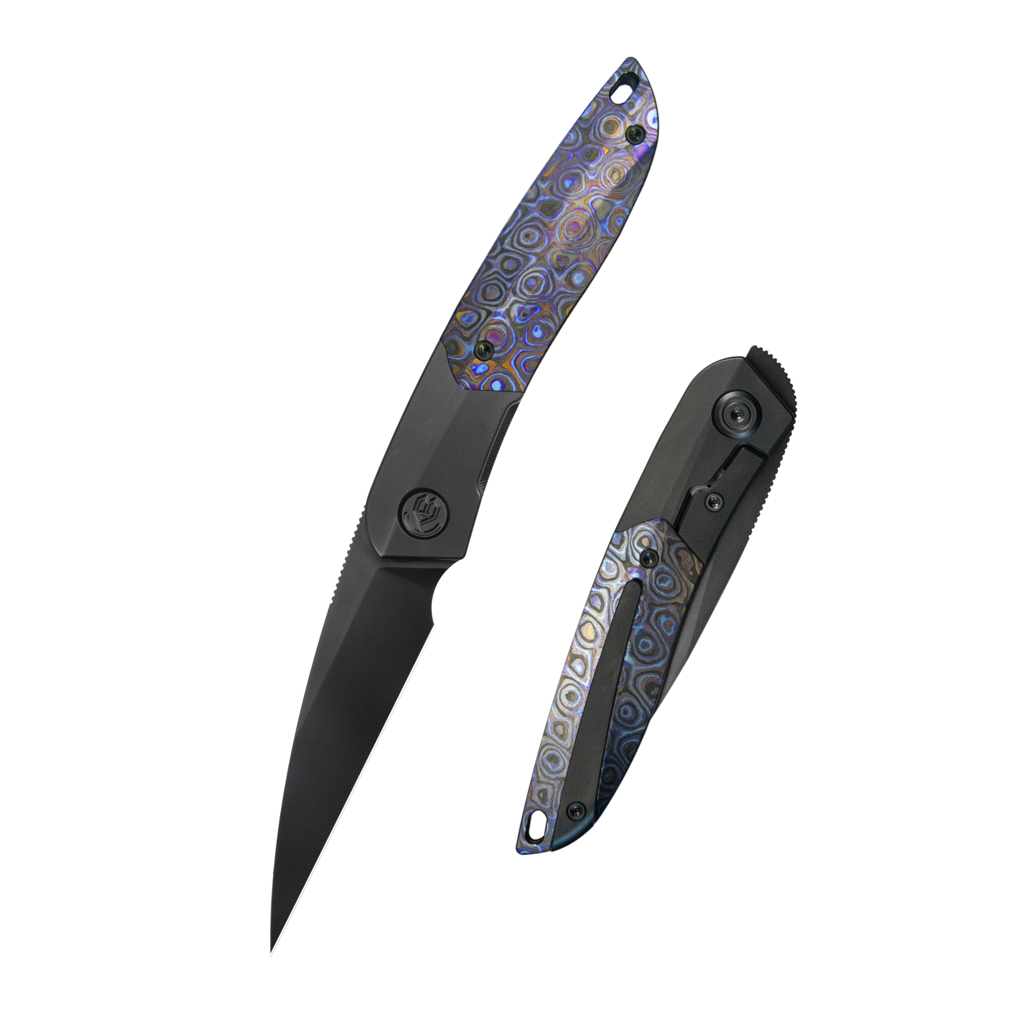 KB Spike Folding Knife Regular DLC Titanium with Zircuti Inlay 3.11'' Regular DLC M390 Blade KB406C