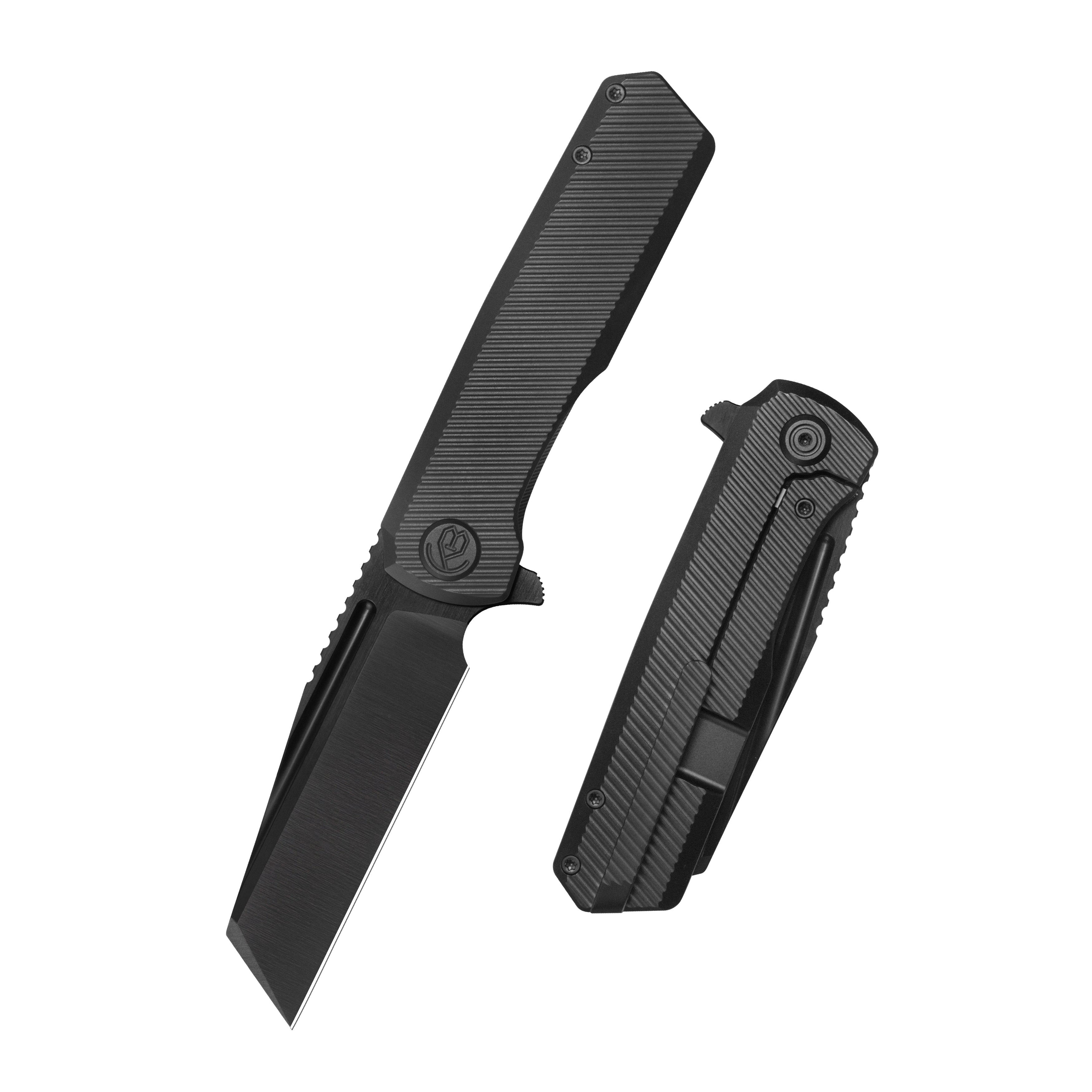KB Nexus Folding Knife DLC Titanium Handle 3.66'' DLC Belt Satin M390 Blade KB442C