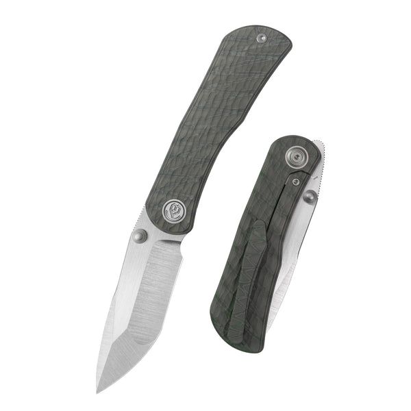 KB Folklore Folding Knife Flame Titanium w/ Jigged Pattern Milling Han